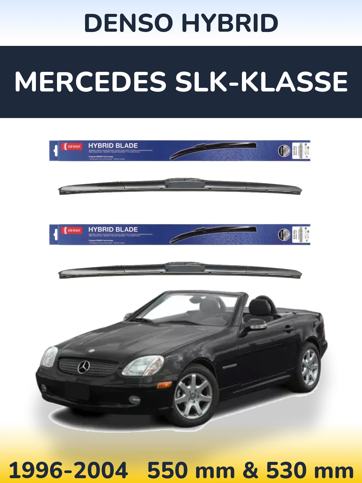 Komplet przednich wycieraczek Denso Hybrid 550 & 530 mm do Mercedes SLK-Klasse 1996-2004