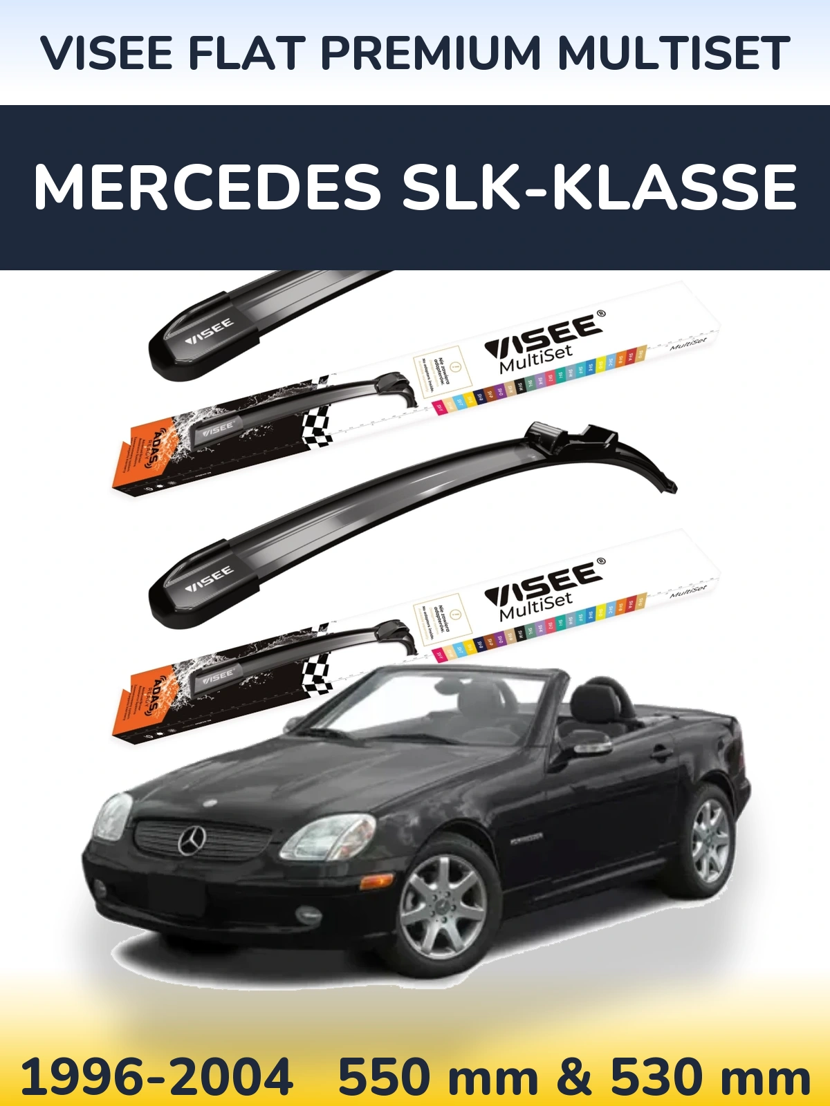 Komplet przednich wycieraczek VISEE FLAT PREMIUM MultiSet 550 & 530 mm do Mercedes SLK-Klasse 1996-2004