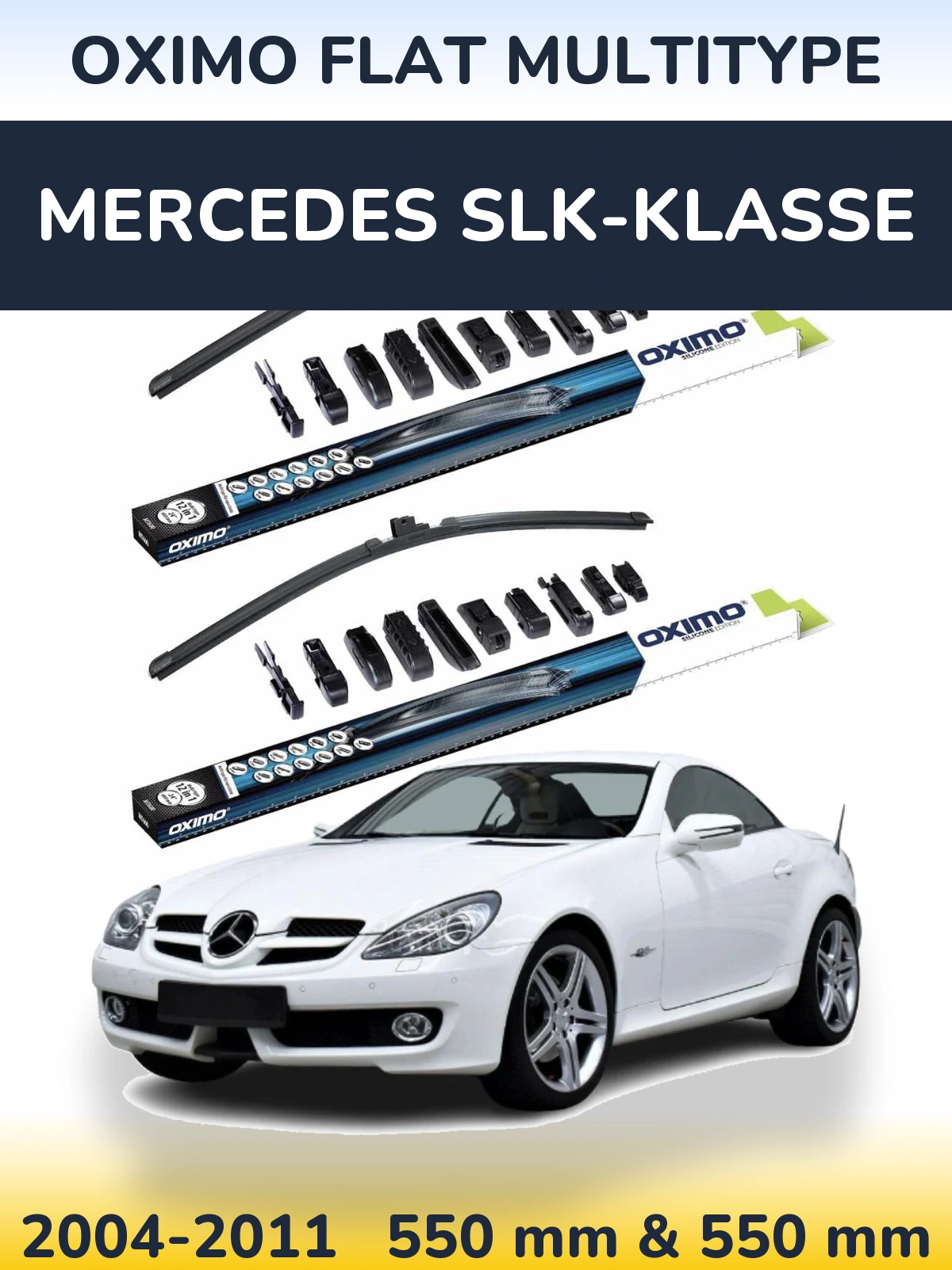 Комплект передніх щіток Oximo Flat MultiТипe 550 & 550 мм для Mercedes SLK-Klasse 2004-2011