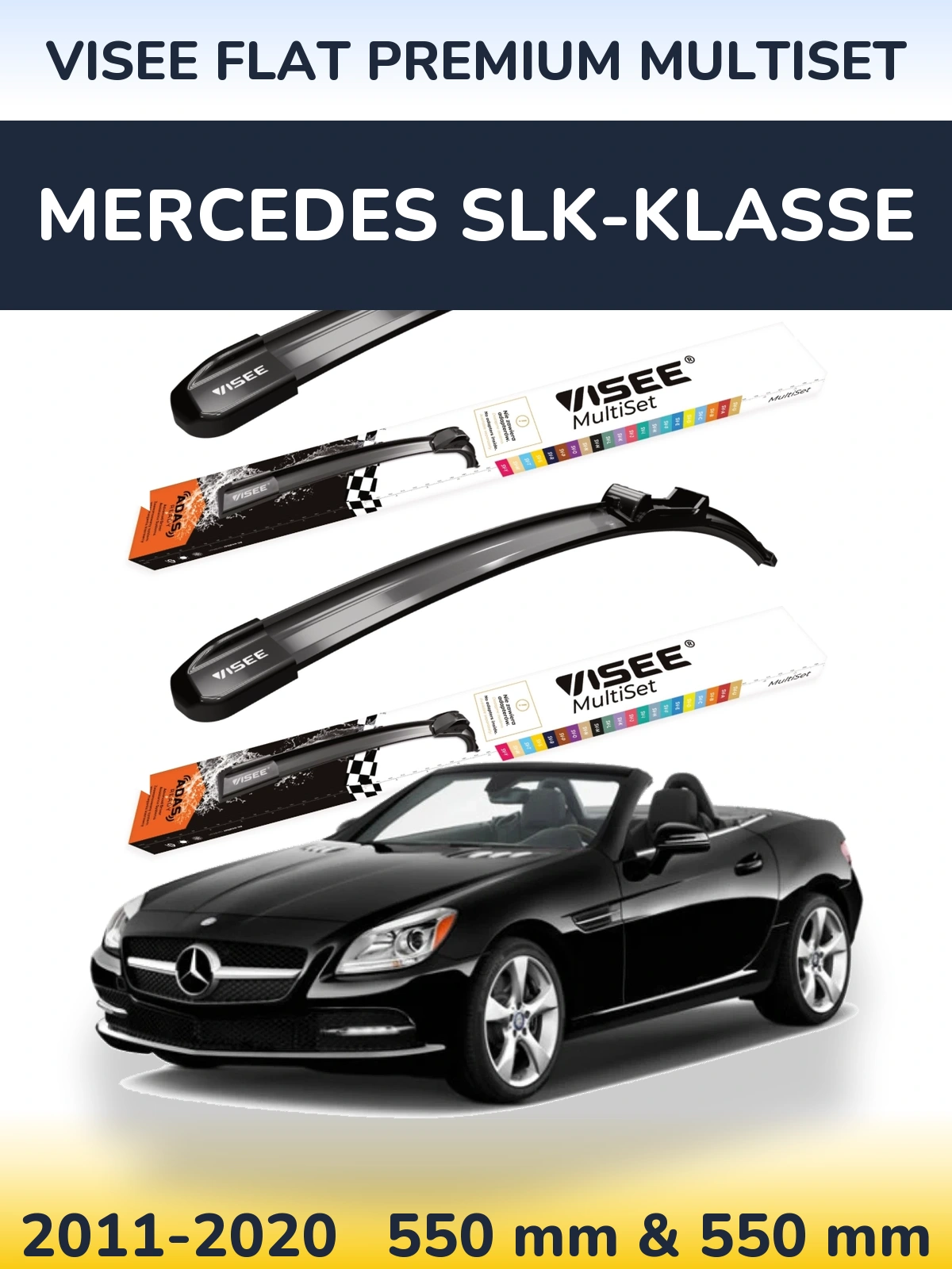 Komplet przednich wycieraczek VISEE FLAT PREMIUM MultiSet 550 & 550 mm do Mercedes SLK-Klasse 2011-2020