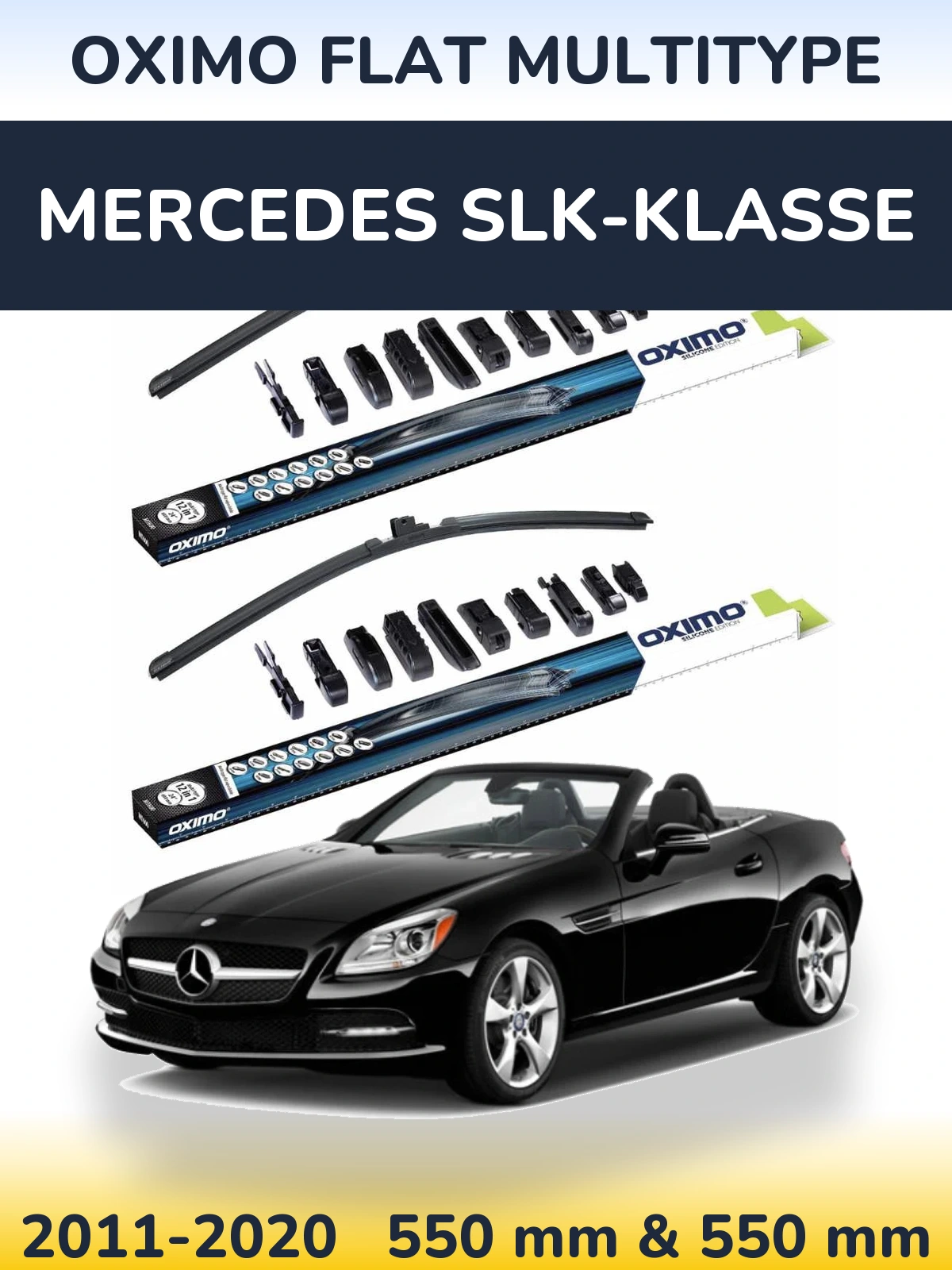 Комплект передних дворников Oximo Flat MultiТипe 550 & 550 мм для Mercedes SLK-Klasse 2011-2020