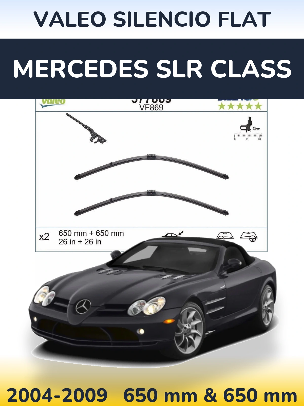 Komplet przednich wycieraczek Valeo Silencio Flat 680 & 680 mm do Mercedes Klasa SLR 2004-2009