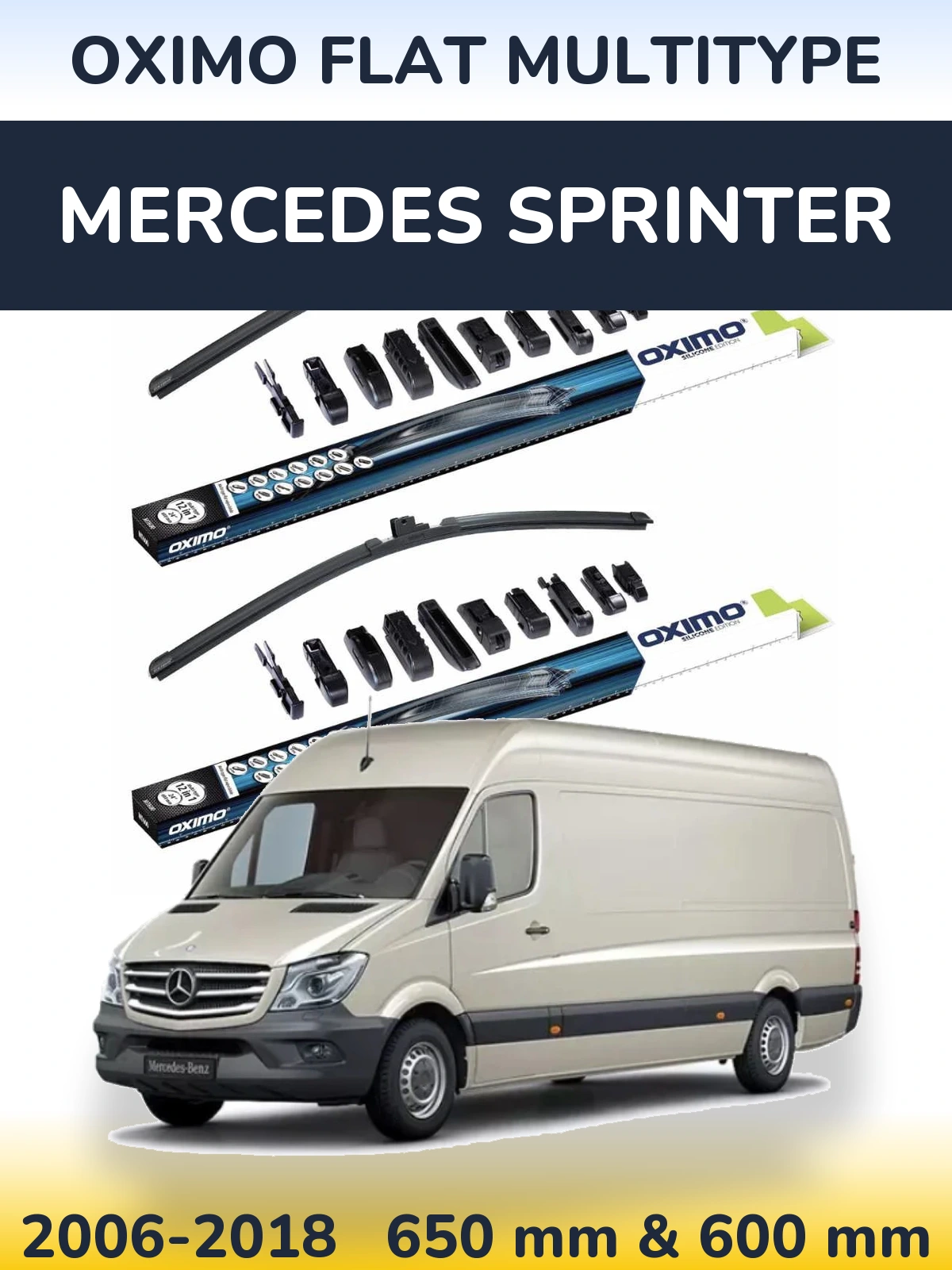 Komplet przednich wycieraczek Oximo Flat MultiType 650 & 600 mm do Mercedes Sprinter 2006-2018