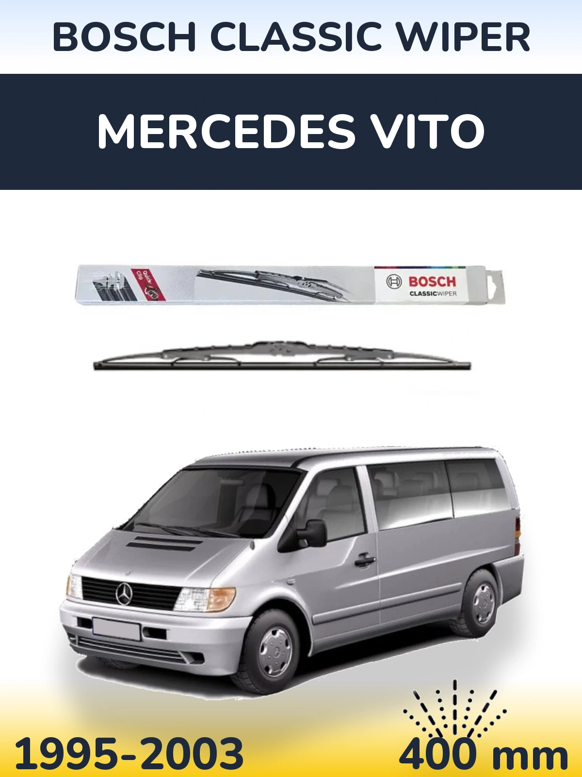 Задний дворник BOSCH Classic Wiper 400 мм для Mercedes Vito 1995-2003