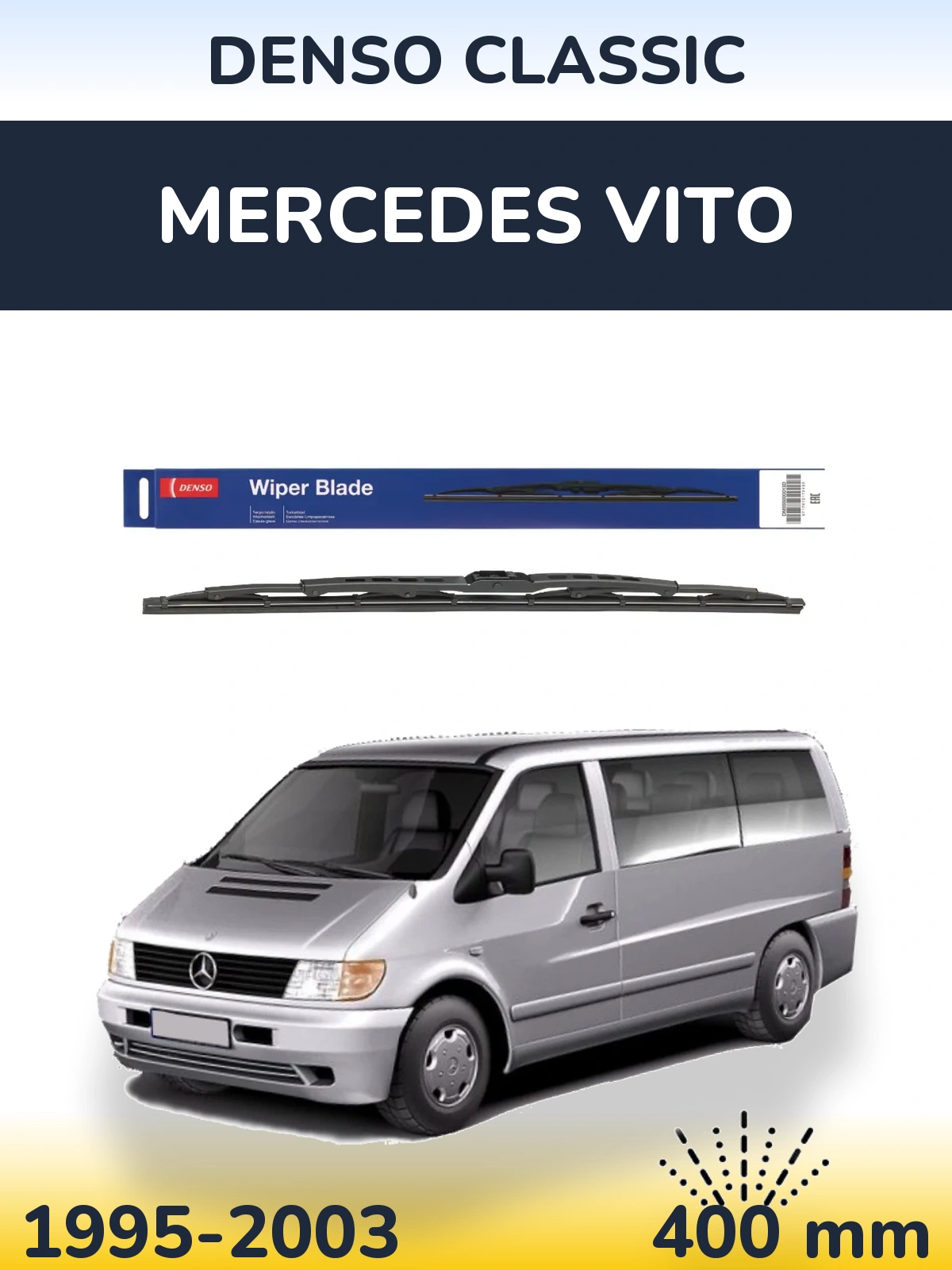 Rear wiper blade Denso Classic 400 mm for Mercedes Vito 1995-2003