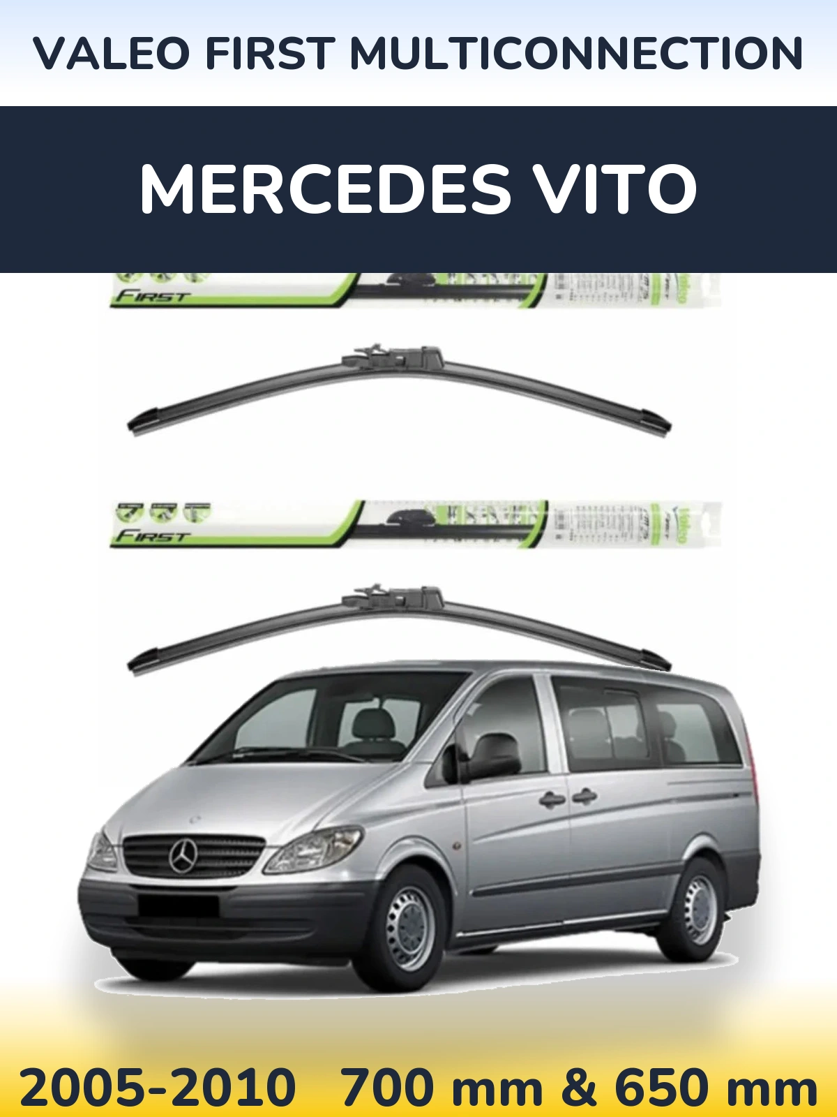 Komplet przednich wycieraczek Valeo First MultiConnection 700 & 650 mm do Mercedes Vito 2005-2010