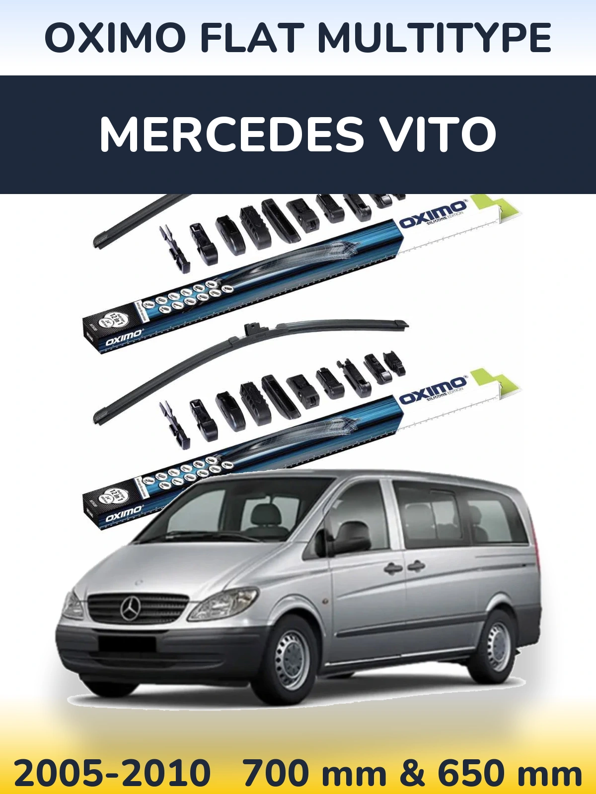 Komplet przednich wycieraczek Oximo Flat MultiType 700 & 650 mm do Mercedes Vito 2005-2010