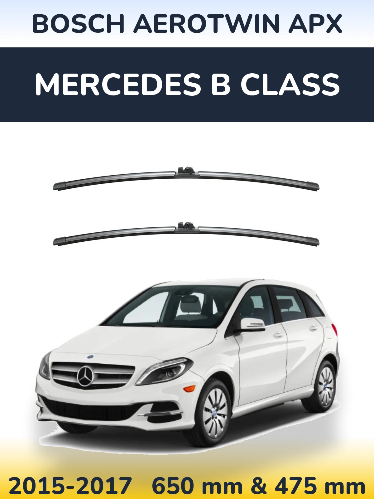 Комплект передних дворников BOSCH AeroTwin APX 650 & 475 мм для Mercedes B Class 2015-2017