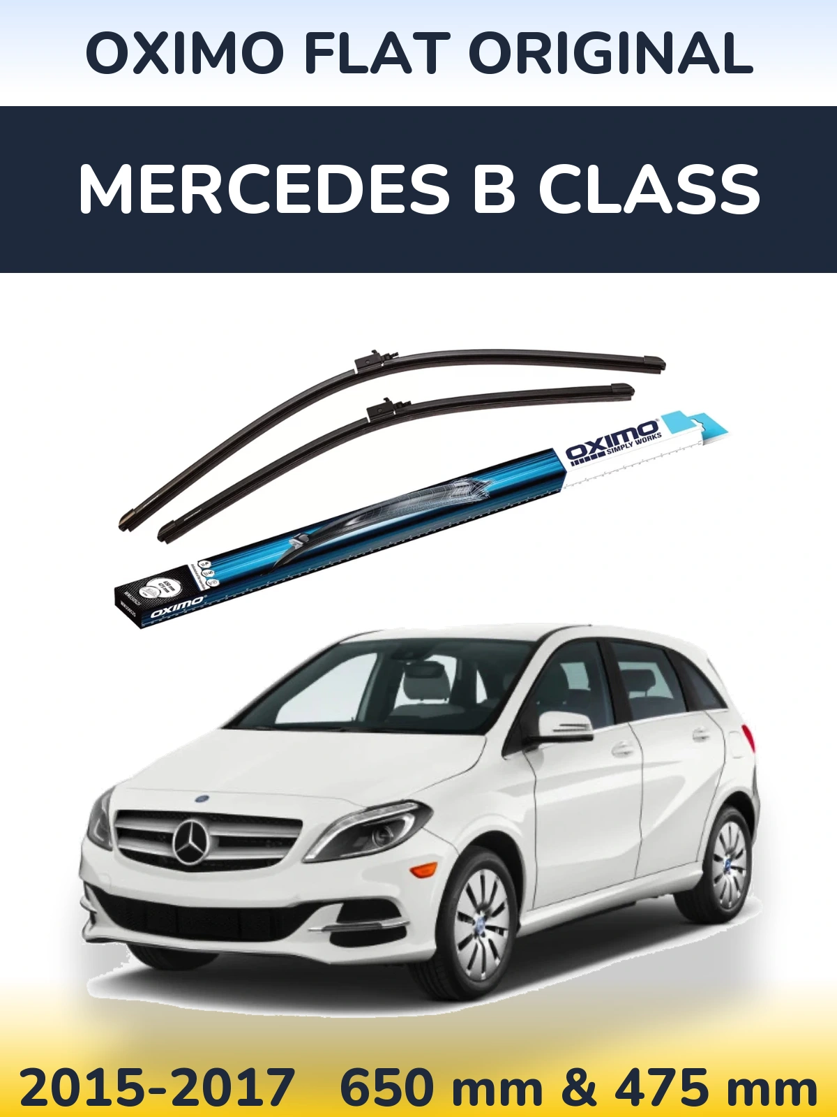 Комплект передних дворников Oximo Flat Original 650 & 475 мм для Mercedes B Class 2015-2017