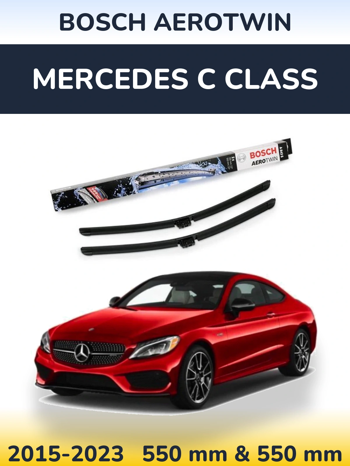 Комплект передних дворников BOSCH AeroTwin 550 & 550 мм для Mercedes C Class 2015-2023