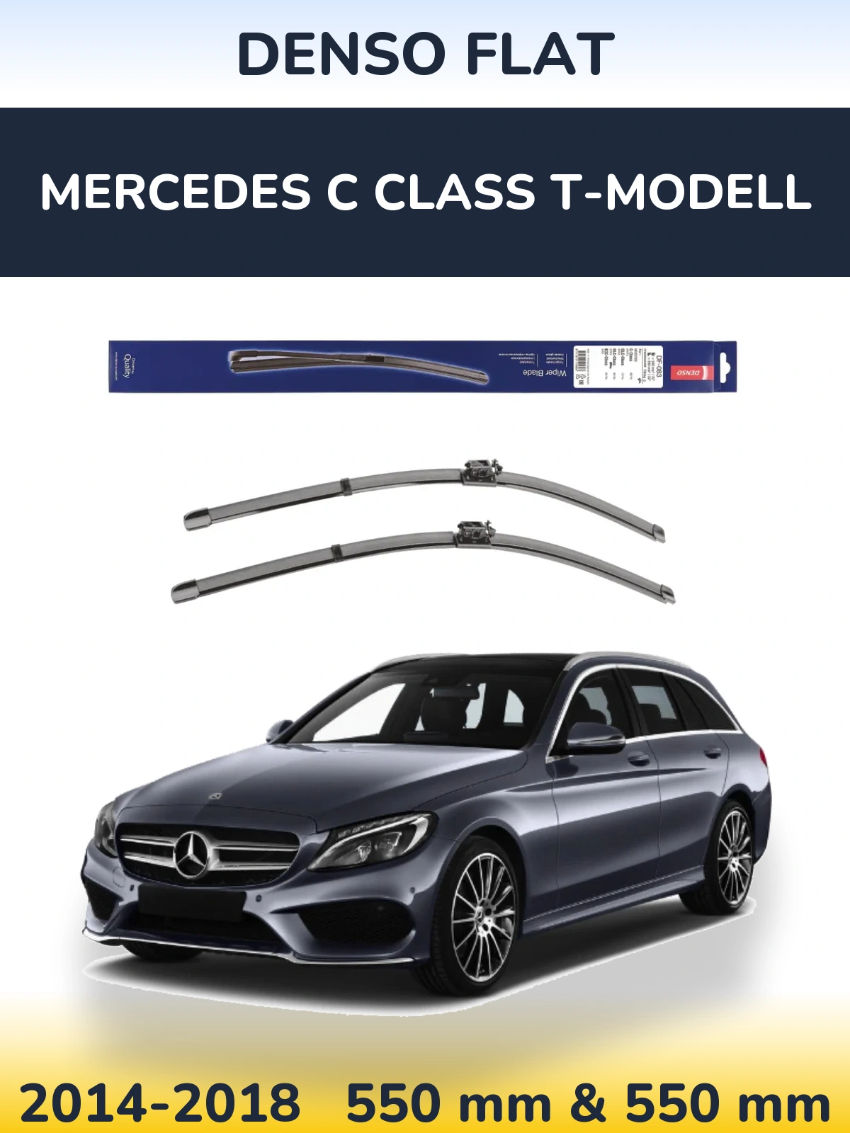 Комплект передних дворников Denso Flat 550 & 550 мм для Mercedes C Class T-Модельl 2014-2018