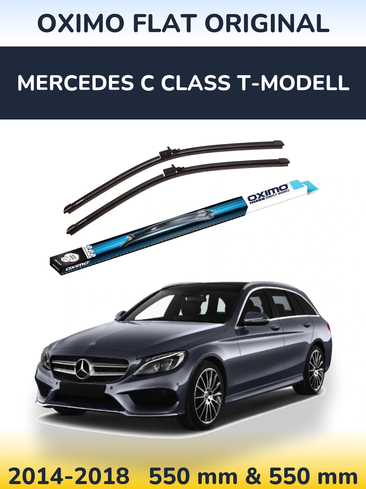 Front wiper blade set Oximo Flat Original 550 & 550 mm for Mercedes C Class T-Modell 2014-2018