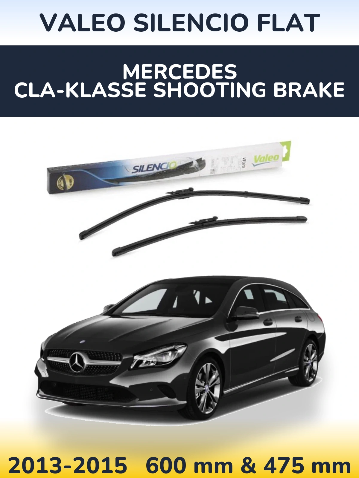 Комплект передних дворников Valeo Silencio Flat 600 & 475 мм для Mercedes CLA-Klasse Shooting Brake 2013-2015