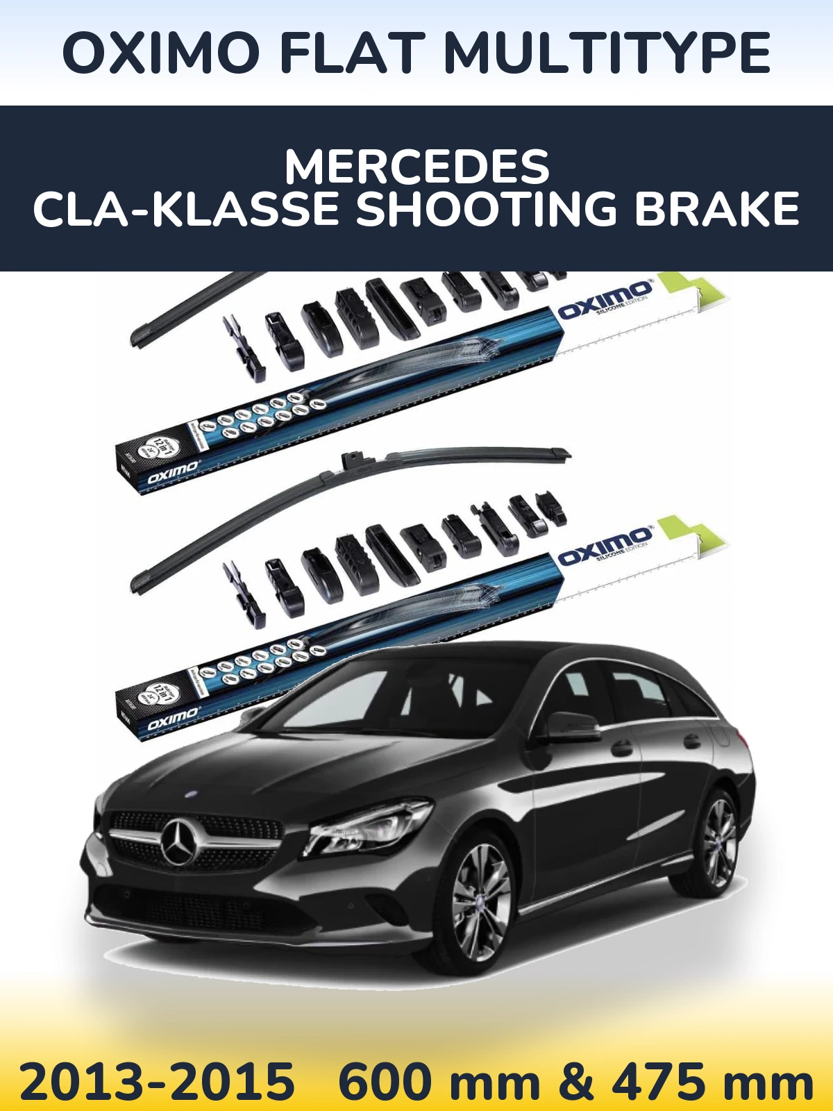 Комплект передних дворников Oximo Flat MultiТипe 600 & 475 мм для Mercedes CLA-Klasse Shooting Brake 2013-2015