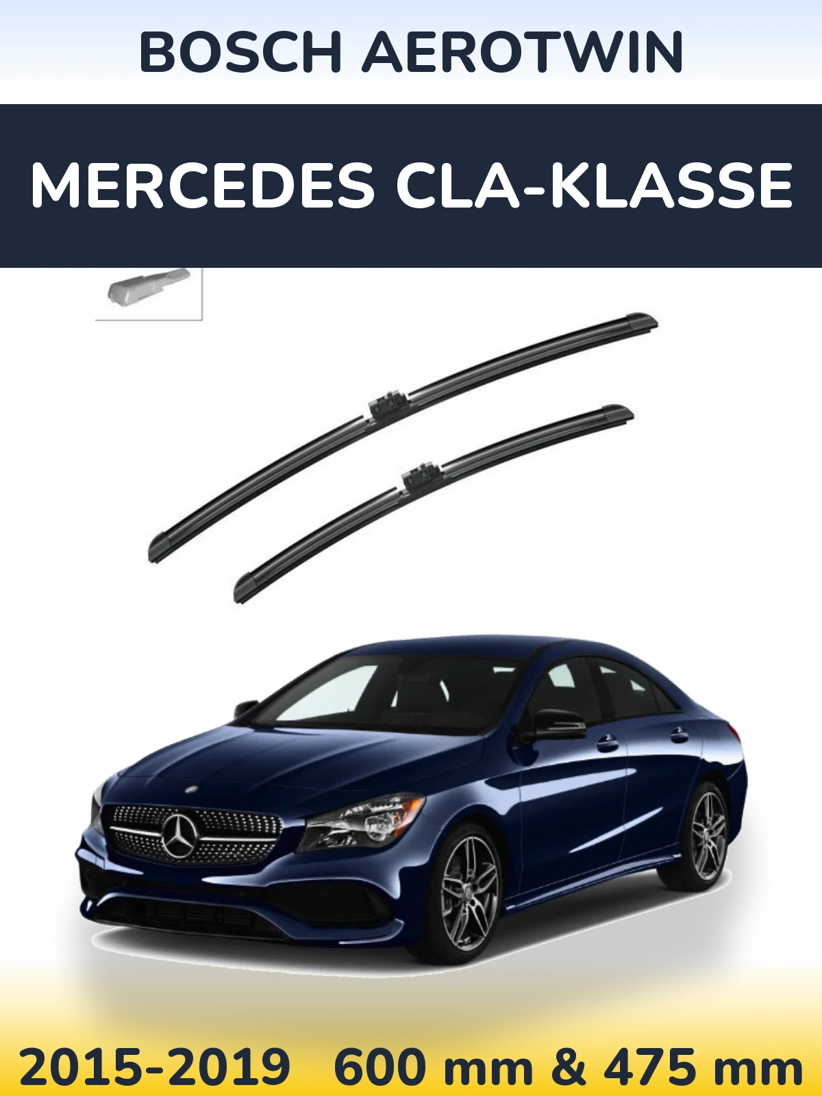 Комплект передних дворников BOSCH AeroTwin 600 & 475 мм для Mercedes CLA-Klasse 2015-2019