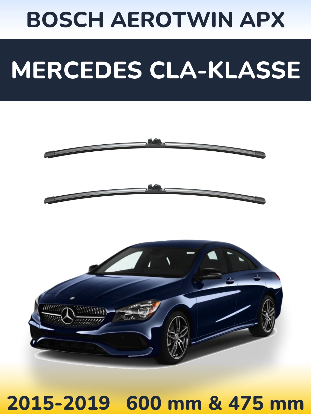 Комплект передних дворников BOSCH AeroTwin APX 600 & 475 мм для Mercedes CLA-Klasse 2015-2019