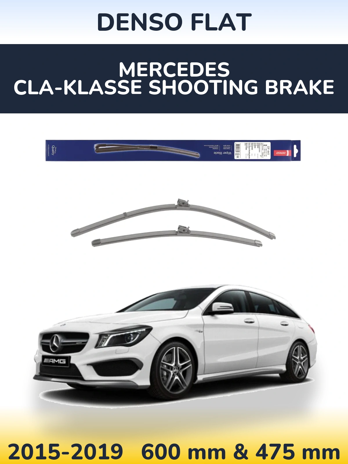 Комплект передних дворников Denso Flat 600 & 475 мм для Mercedes CLA-Klasse Shooting Brake 2015-2019