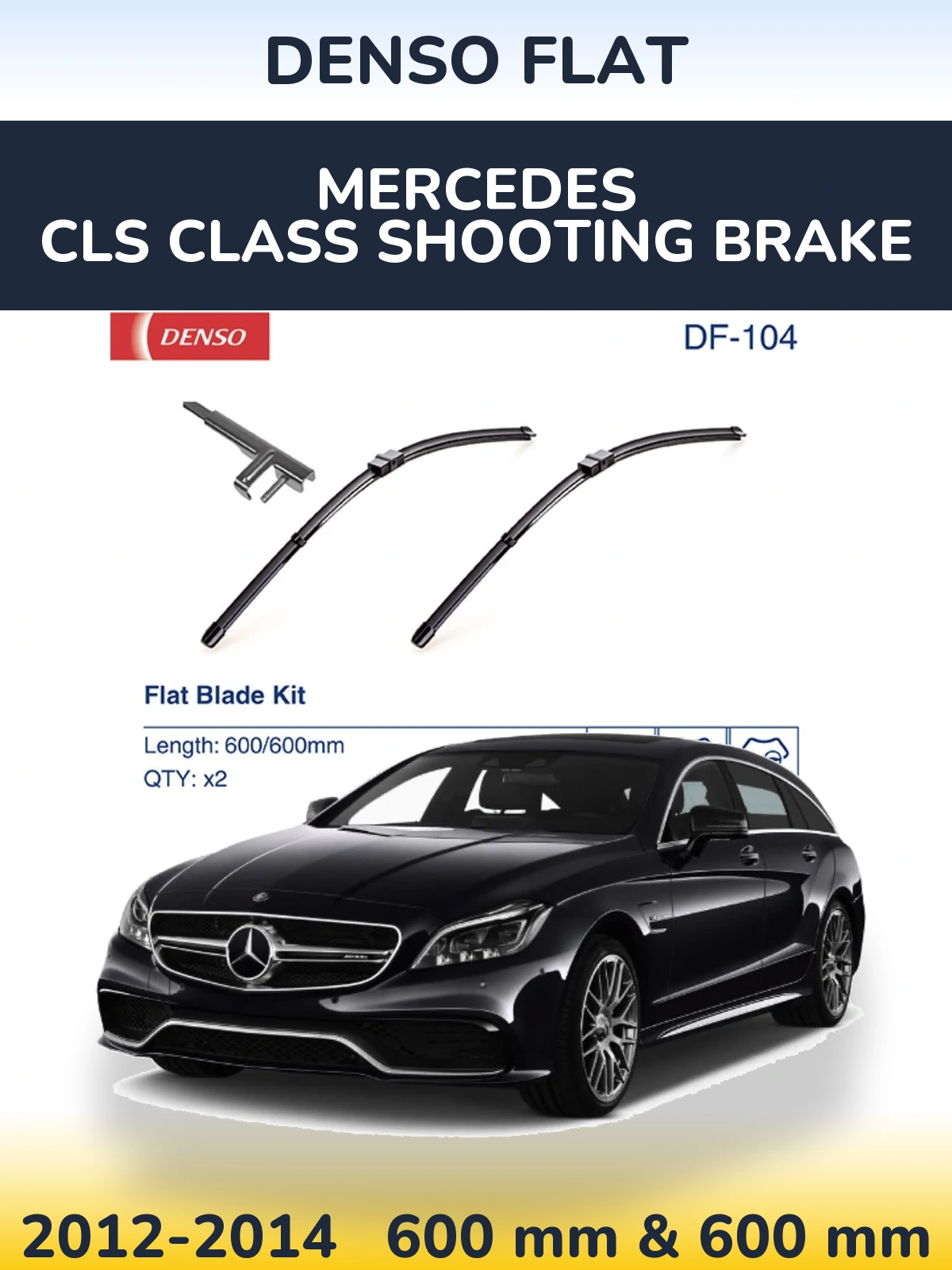Комплект передних дворников Denso Flat 600 & 600 мм для Mercedes CLS Class Shooting Brake 2012-2014