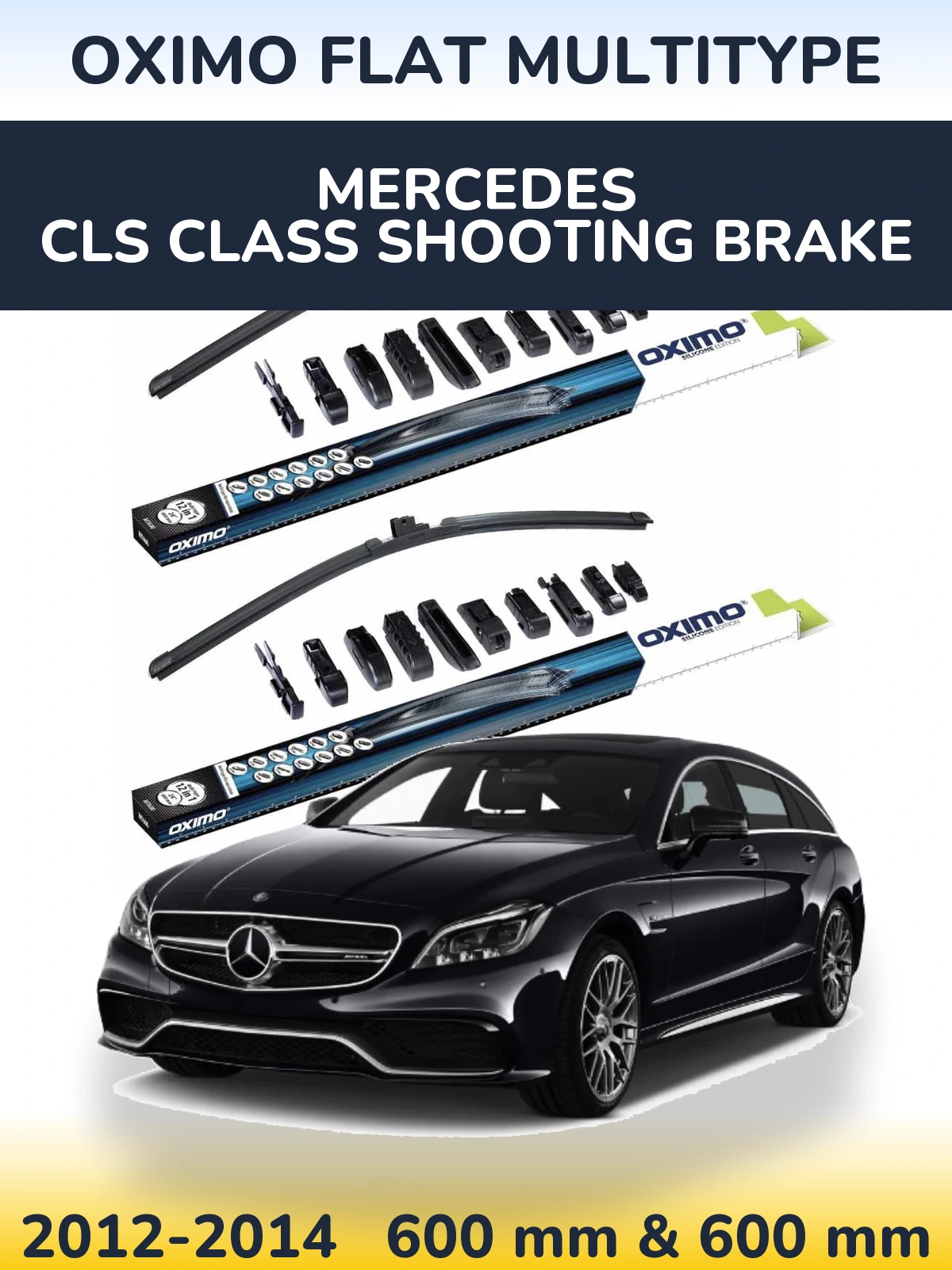 Komplet przednich wycieraczek Oximo Flat MultiType 600 & 600 mm do Mercedes Klasa CLS Shooting Brake 2012-2014