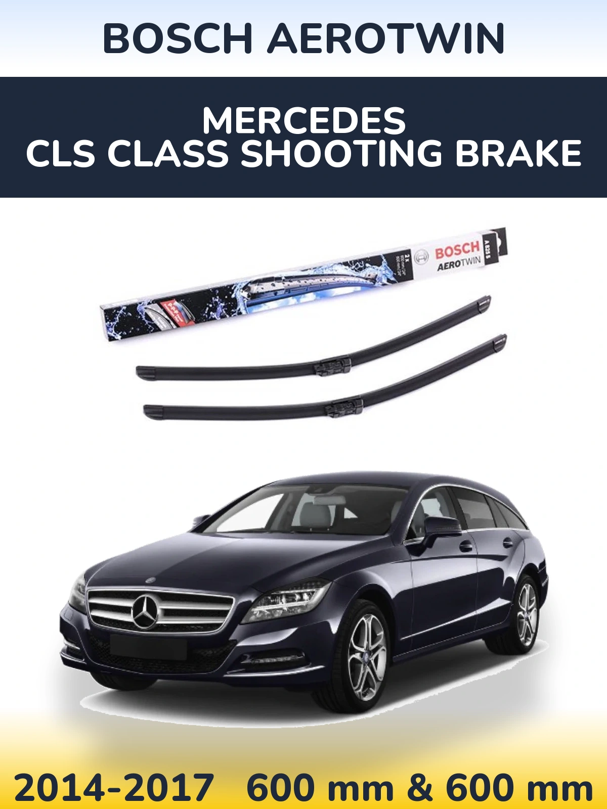 Komplet przednich wycieraczek BOSCH AeroTwin 600 & 600 mm do Mercedes Klasa CLS Shooting Brake 2014-2017