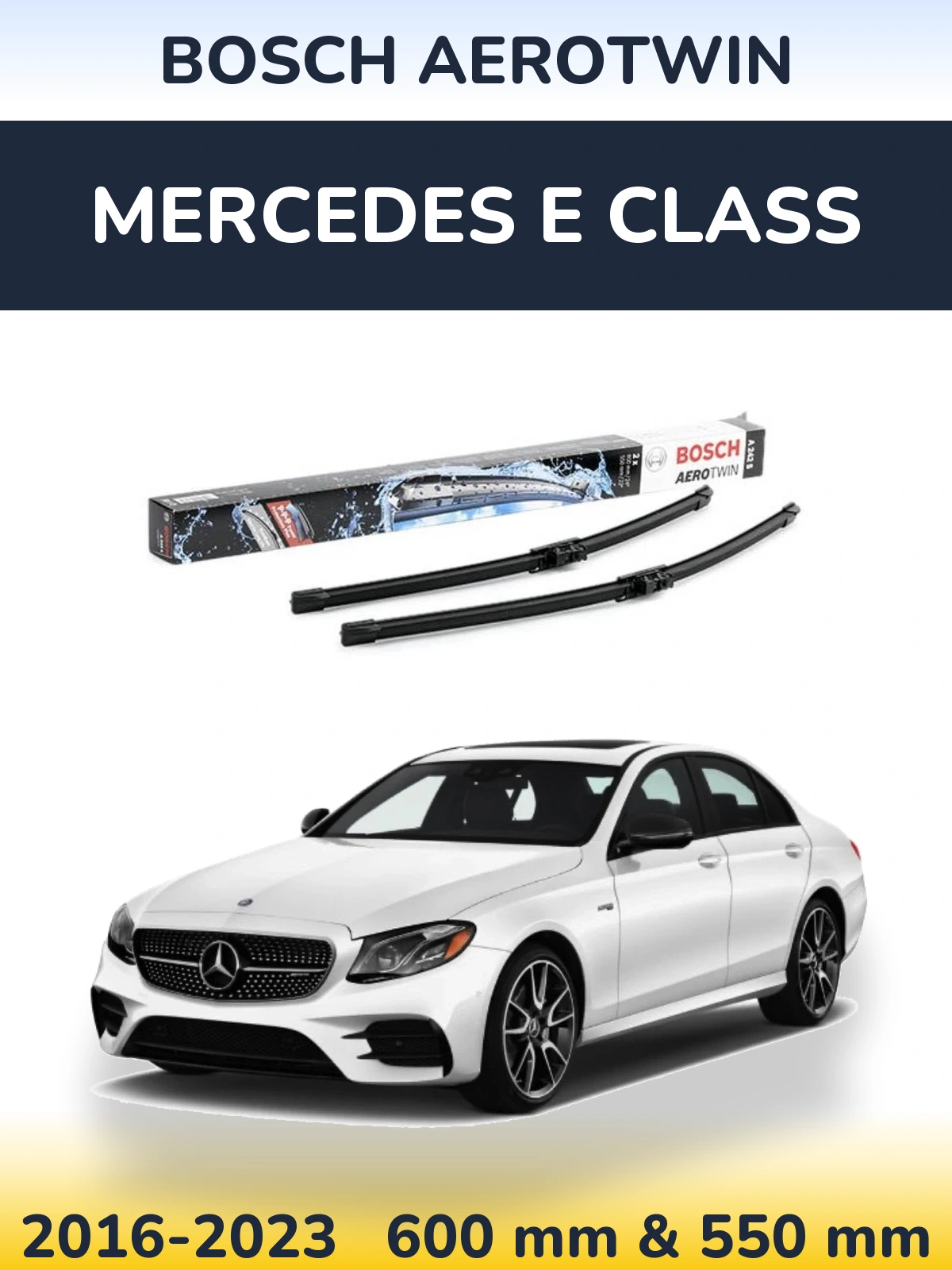 Комплект передних дворников BOSCH AeroTwin 600 & 550 мм для Mercedes E Class 2016-2023