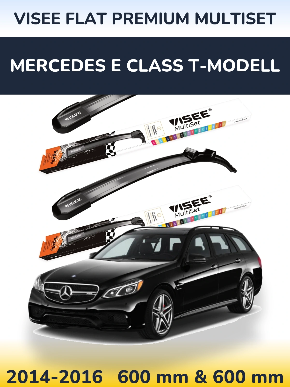 Комплект передних дворников VISEE FLAT PREMIUM MultiSet 600 & 600 мм для Mercedes E Class T-Модельl 2014-2016