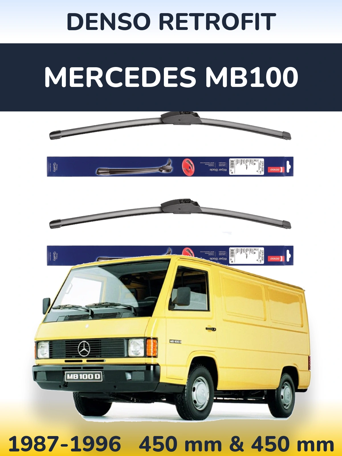 Комплект передніх щіток Denso Retrofit 450 & 450 мм для Mercedes MB100 1987-1996