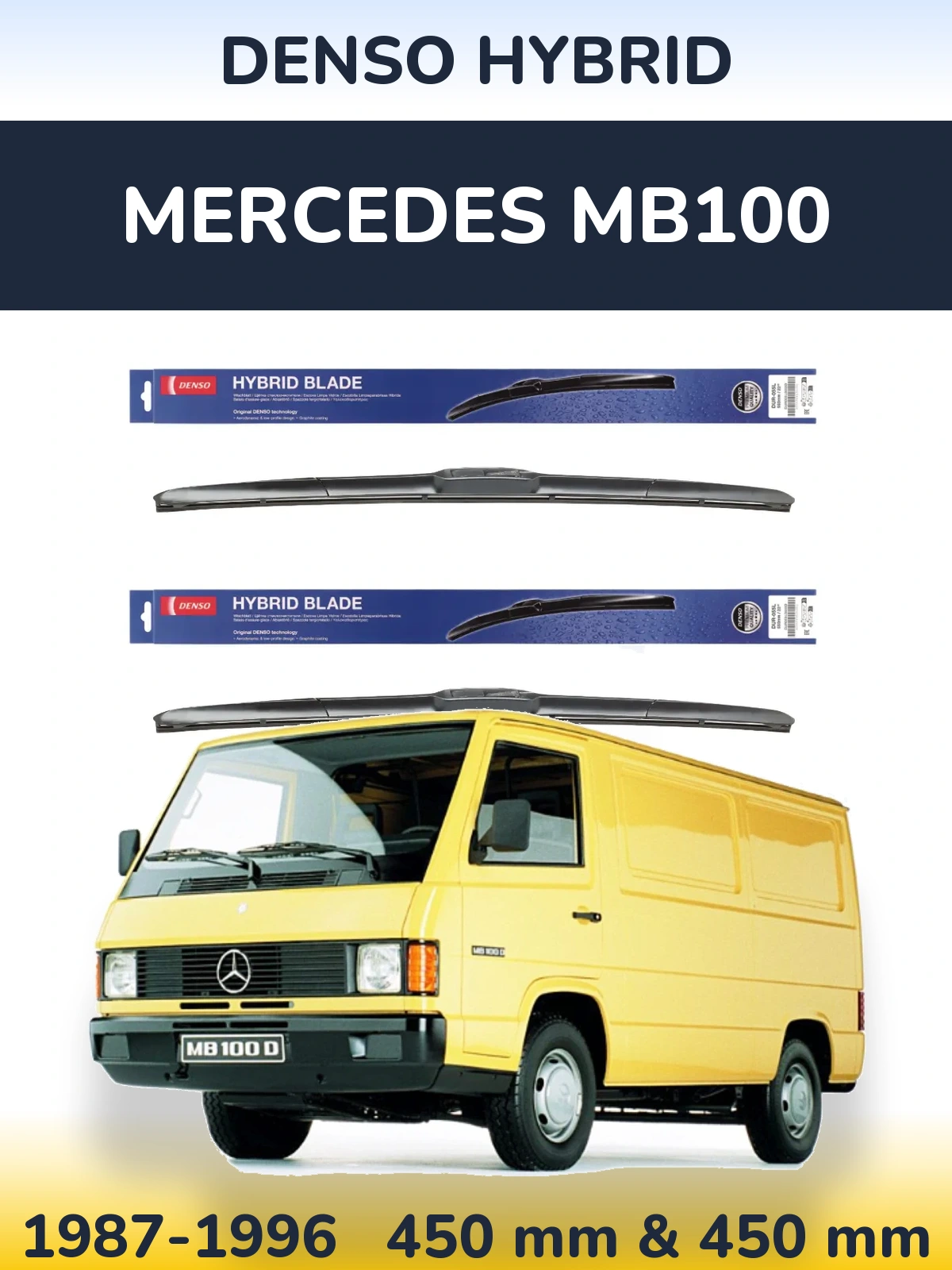 Komplet przednich wycieraczek Denso Hybrid 450 & 450 mm do Mercedes MB100 1987-1996