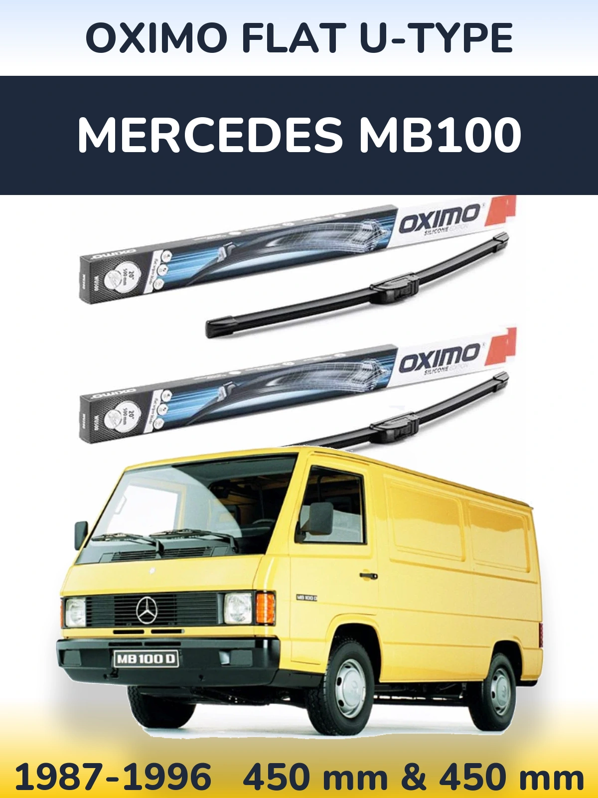 Комплект передних дворников Oximo Flat U-type 450 & 450 мм для Mercedes MB100 1987-1996