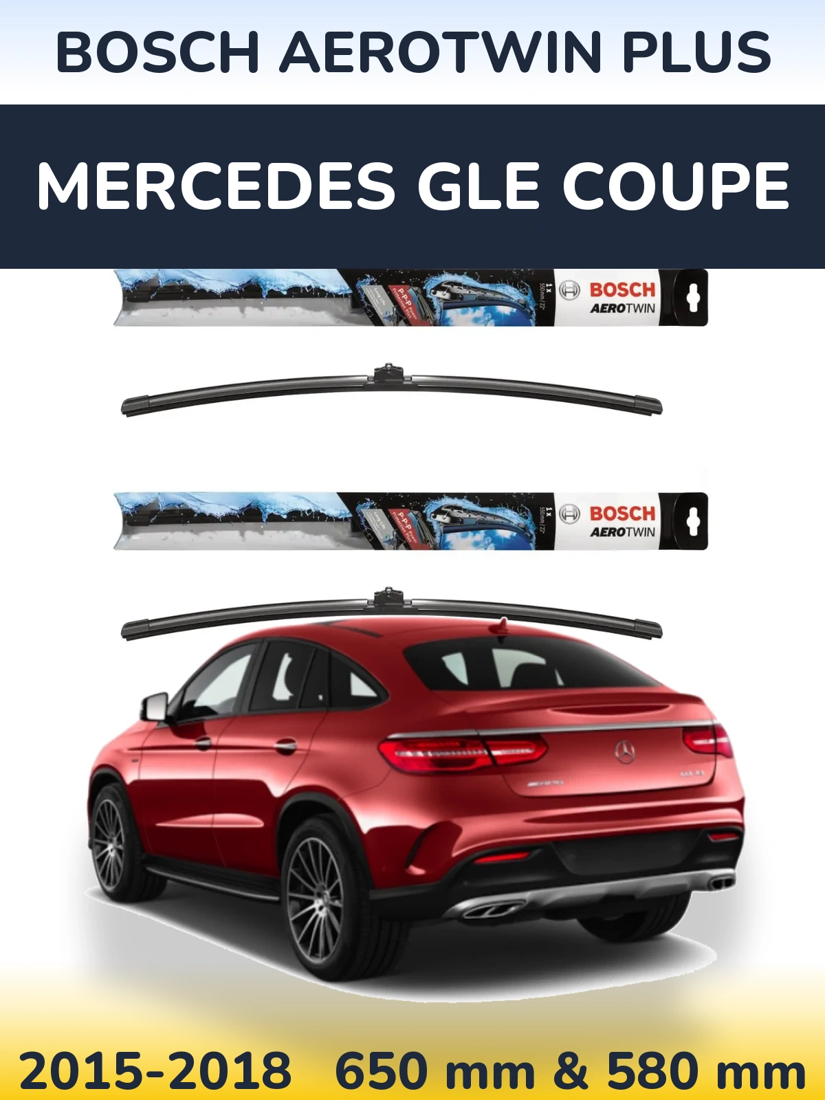 Комплект передніх щіток BOSCH AeroTwin Plus 650 & 580 мм для Mercedes GLE Coupe 2015-2018