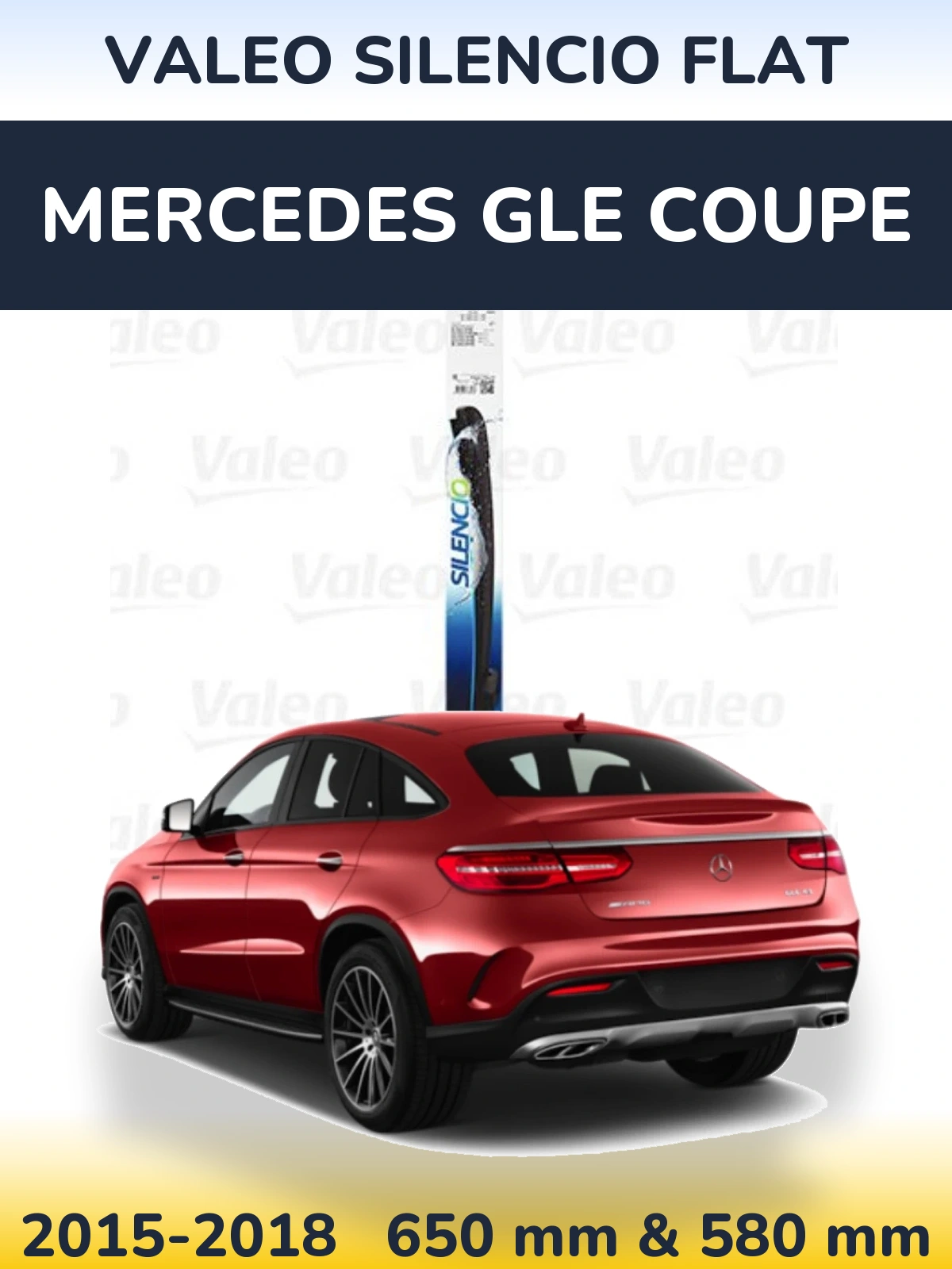 Комплект передніх щіток Valeo Silencio Flat 650 & 580 мм для Mercedes GLE Coupe 2015-2018