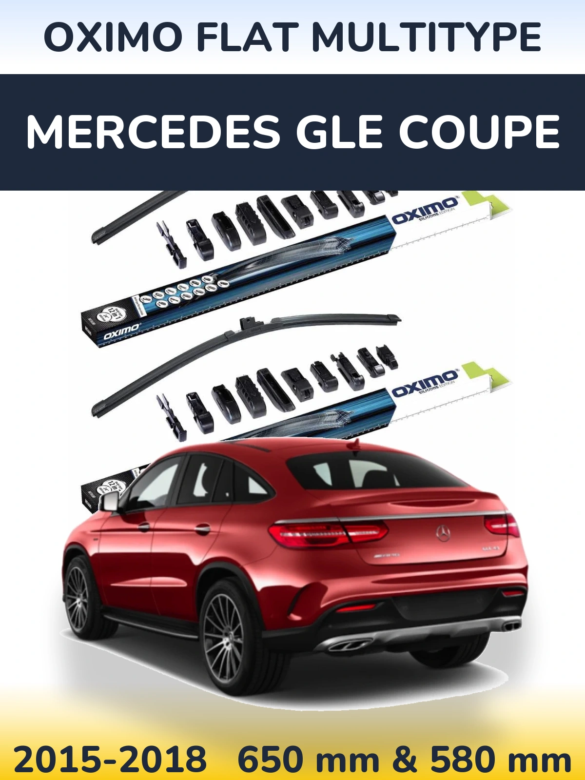 Komplet przednich wycieraczek Oximo Flat MultiType 650 & 580 mm do Mercedes GLE Coupe 2015-2018