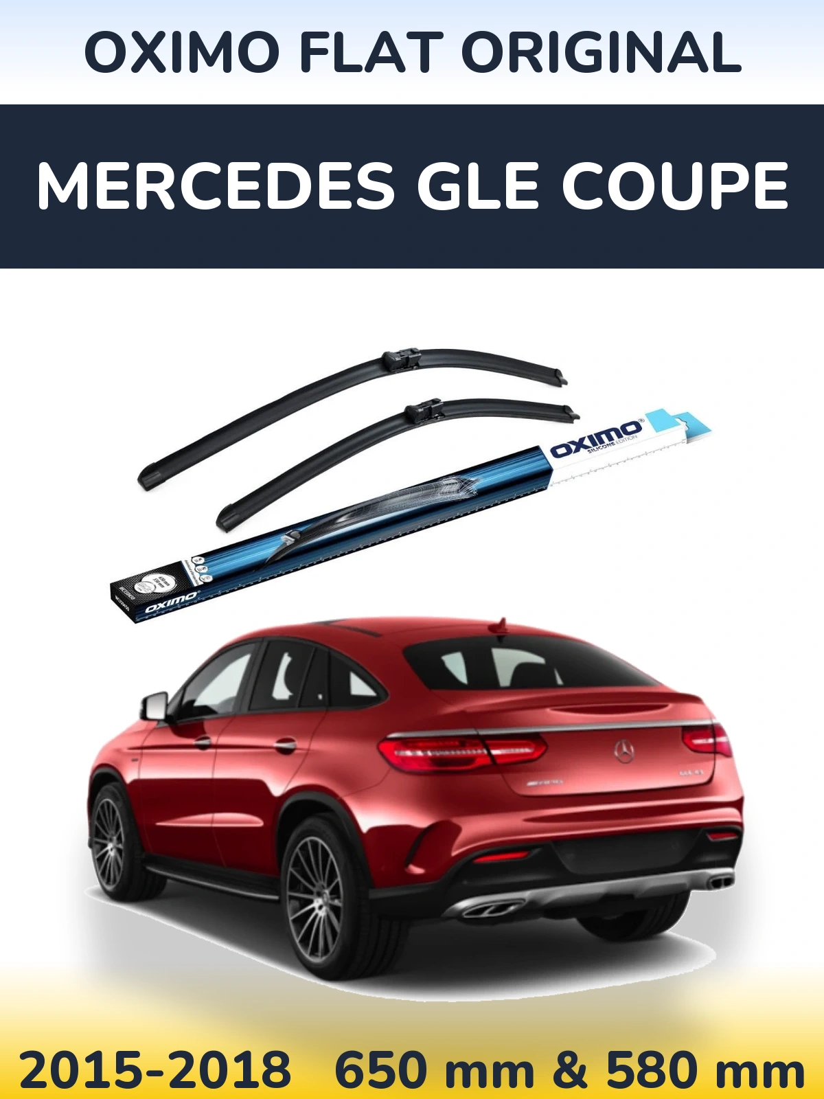 Комплект передніх щіток Oximo Flat Original 650 & 580 мм для Mercedes GLE Coupe 2015-2018