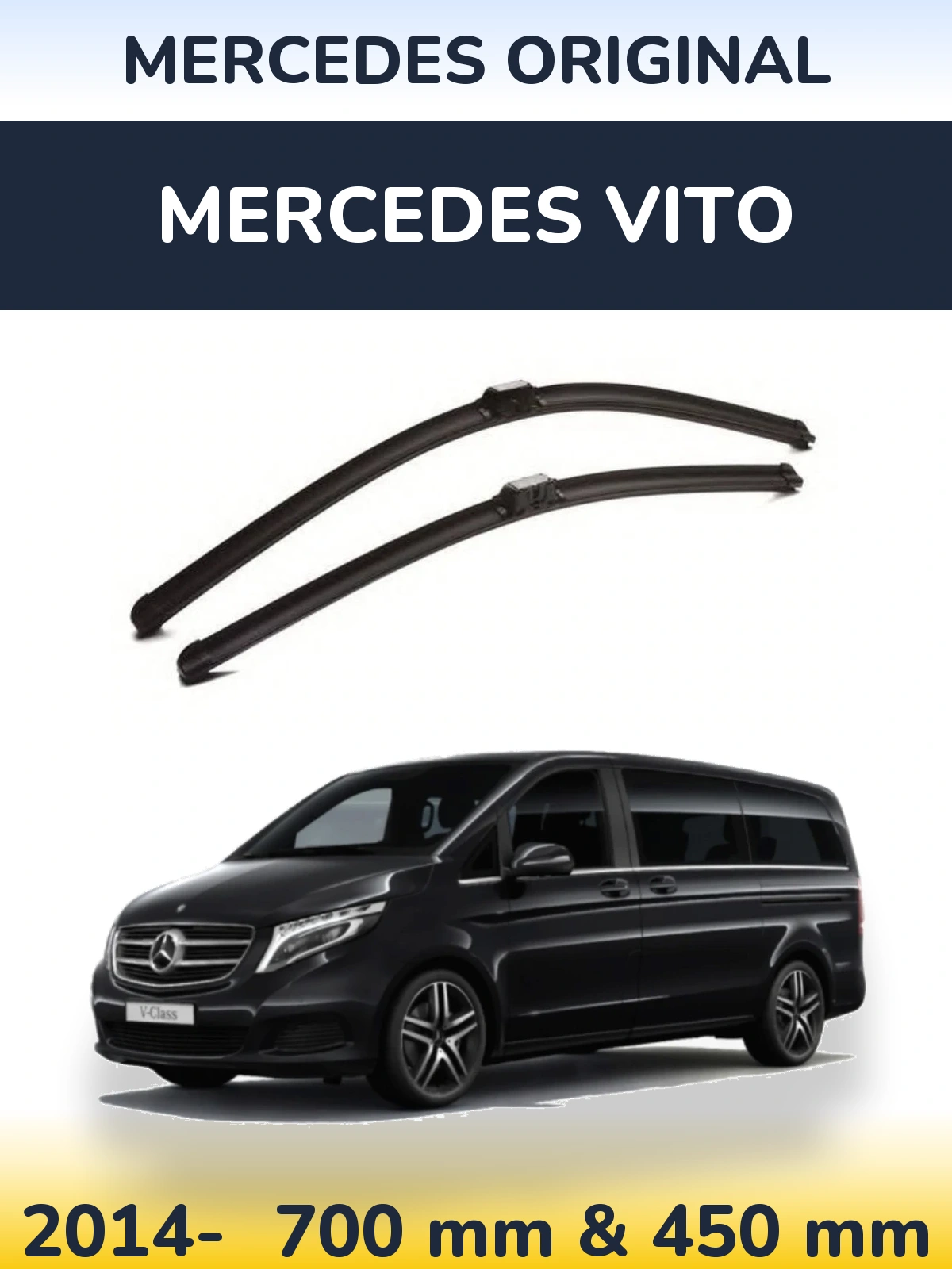 Front wiper blade set Mercedes OEM Mercedes Original 700 & 450 mm for Mercedes Vito 2014-2026