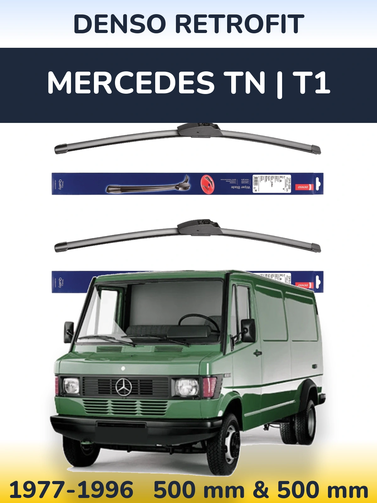 Комплект передніх щіток Denso Retrofit 500 & 500 мм для Mercedes TN | T1 1977-1996