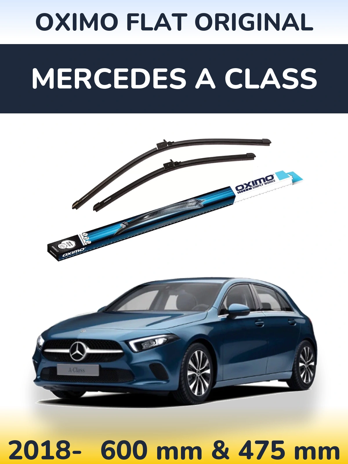 Komplet przednich wycieraczek Oximo Flat Original 600 & 475 mm do Mercedes Klasa A 2018-2026