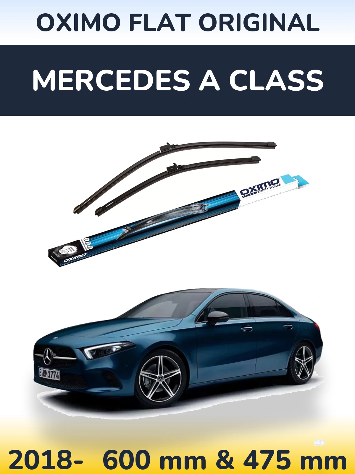 Komplet przednich wycieraczek Oximo Flat Original 600 & 475 mm do Mercedes Klasa A 2018-2026