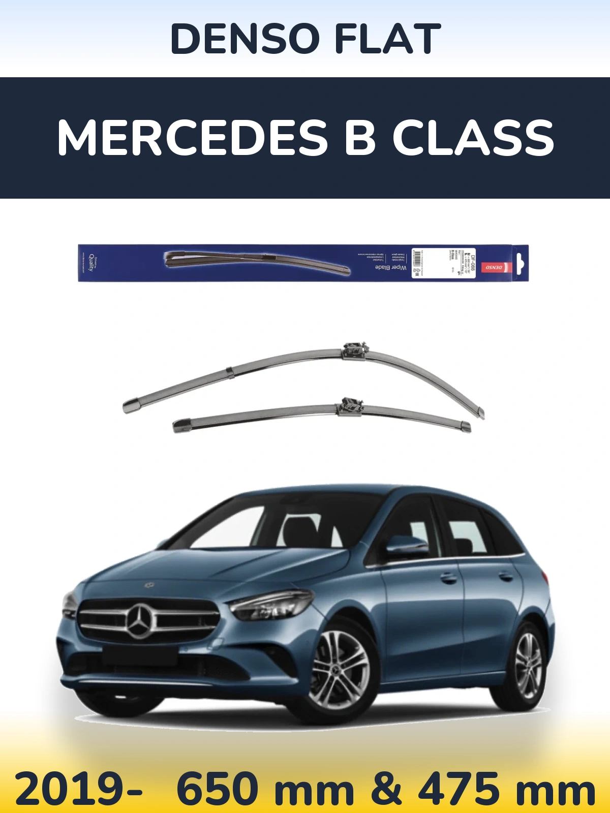 Комплект передних дворников Denso Flat 650 & 475 мм для Mercedes B Class 2019-2026