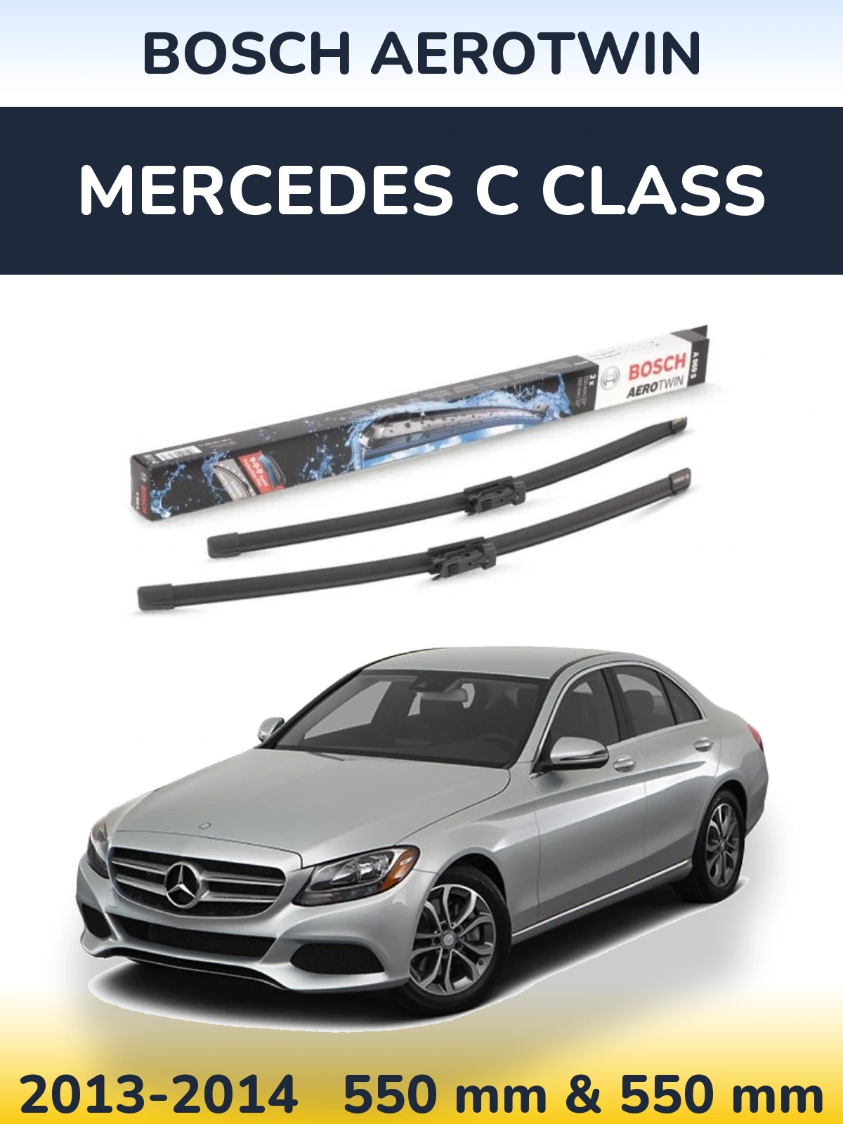 Комплект передних дворников BOSCH AeroTwin 550 & 550 мм для Mercedes C Class 2013-2014