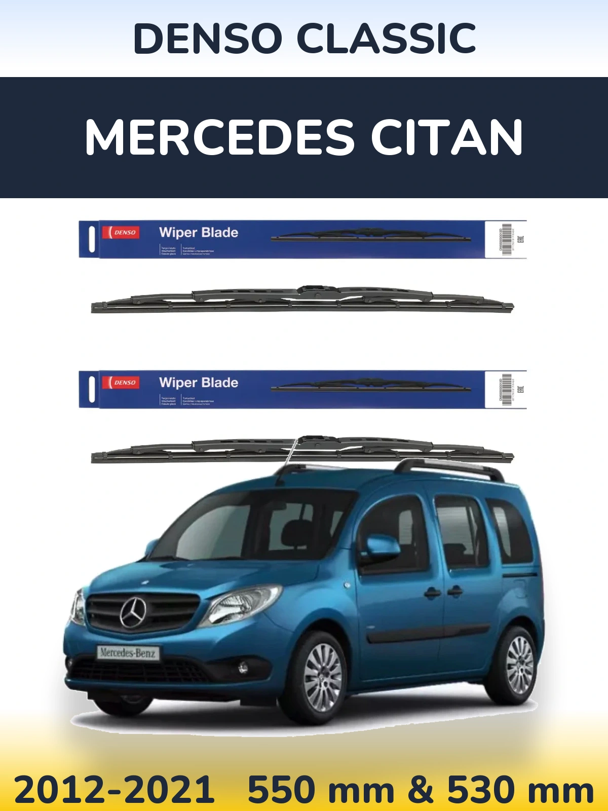 Komplet przednich wycieraczek Denso Classic 550 & 530 mm do Mercedes Citan 2012-2021