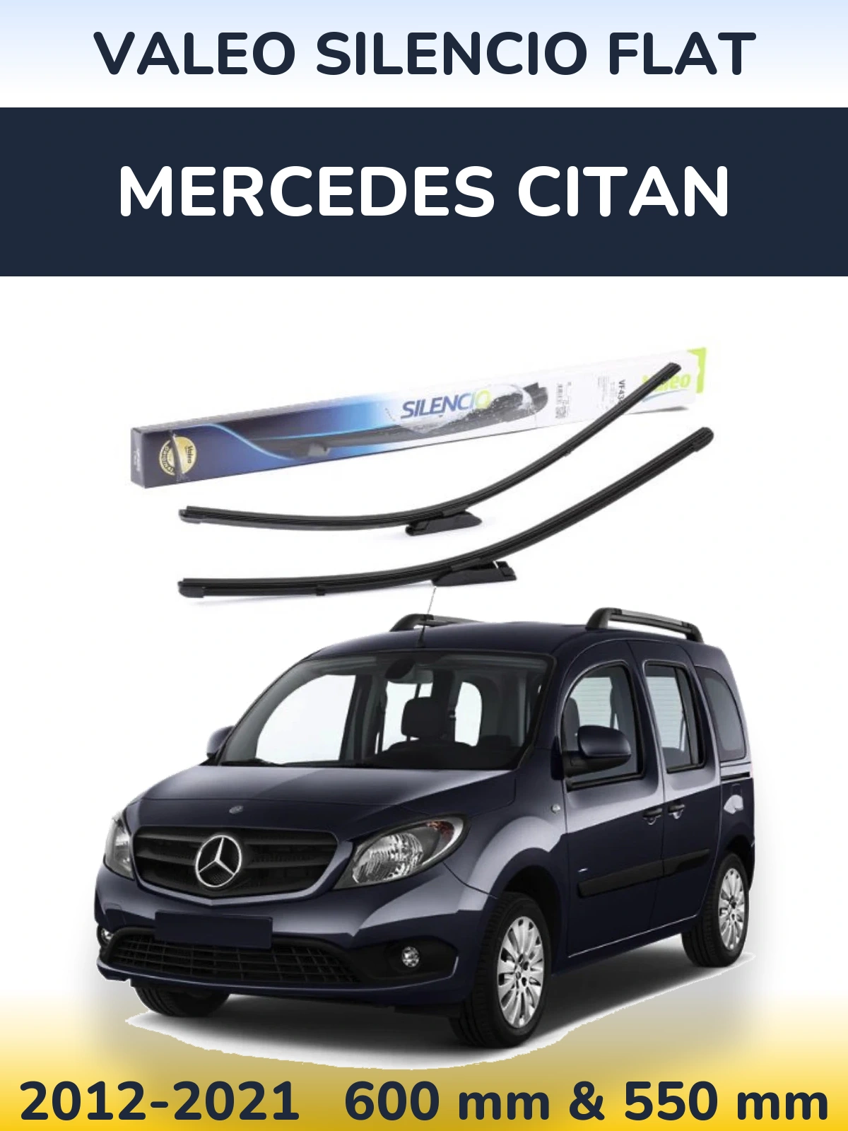 Komplet przednich wycieraczek Valeo Silencio Flat 580 & 530 mm do Mercedes Citan 2012-2021