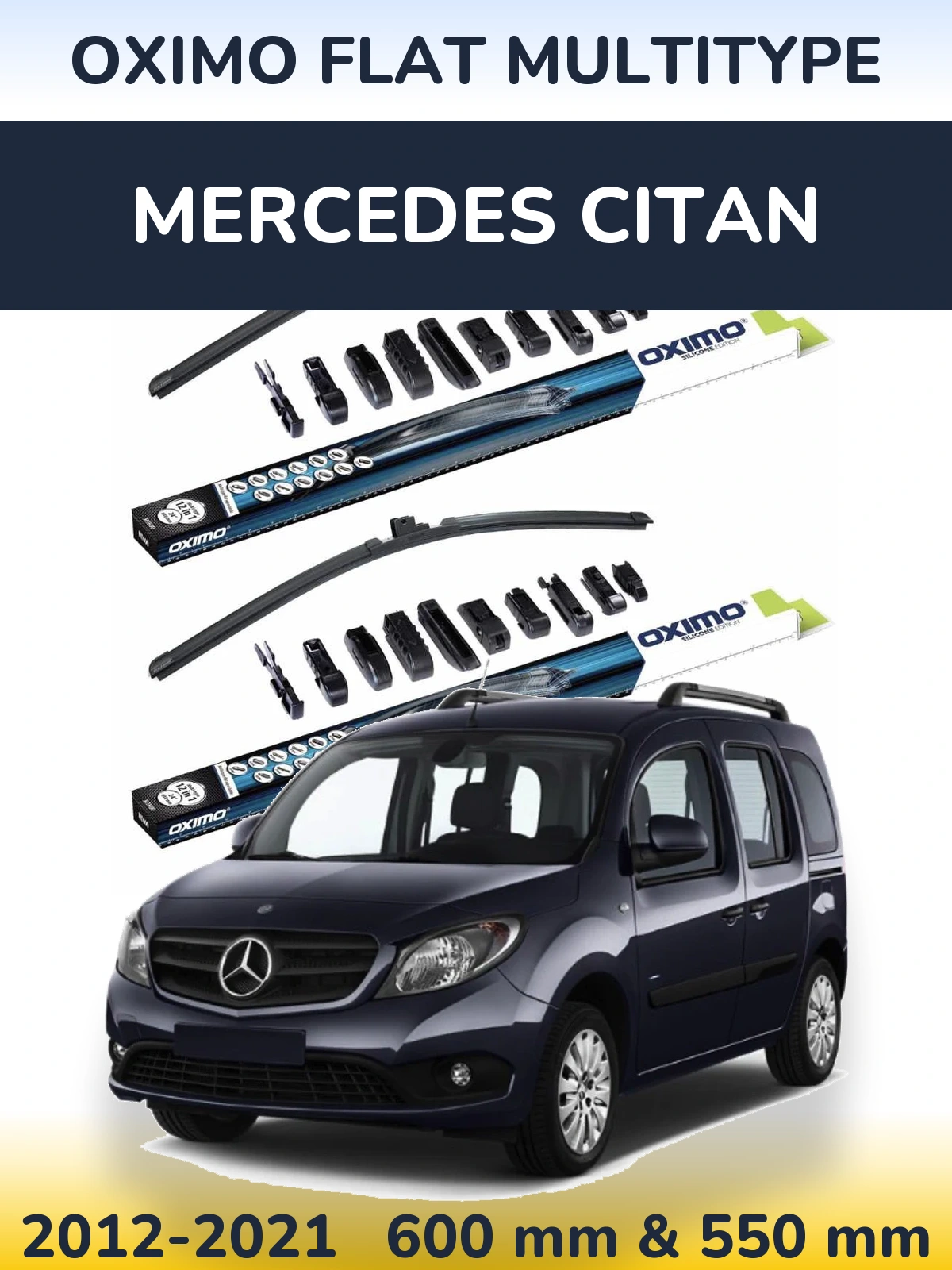 Комплект передніх щіток Oximo Flat MultiТипe 600 & 550 мм для Mercedes Citan 2012-2021