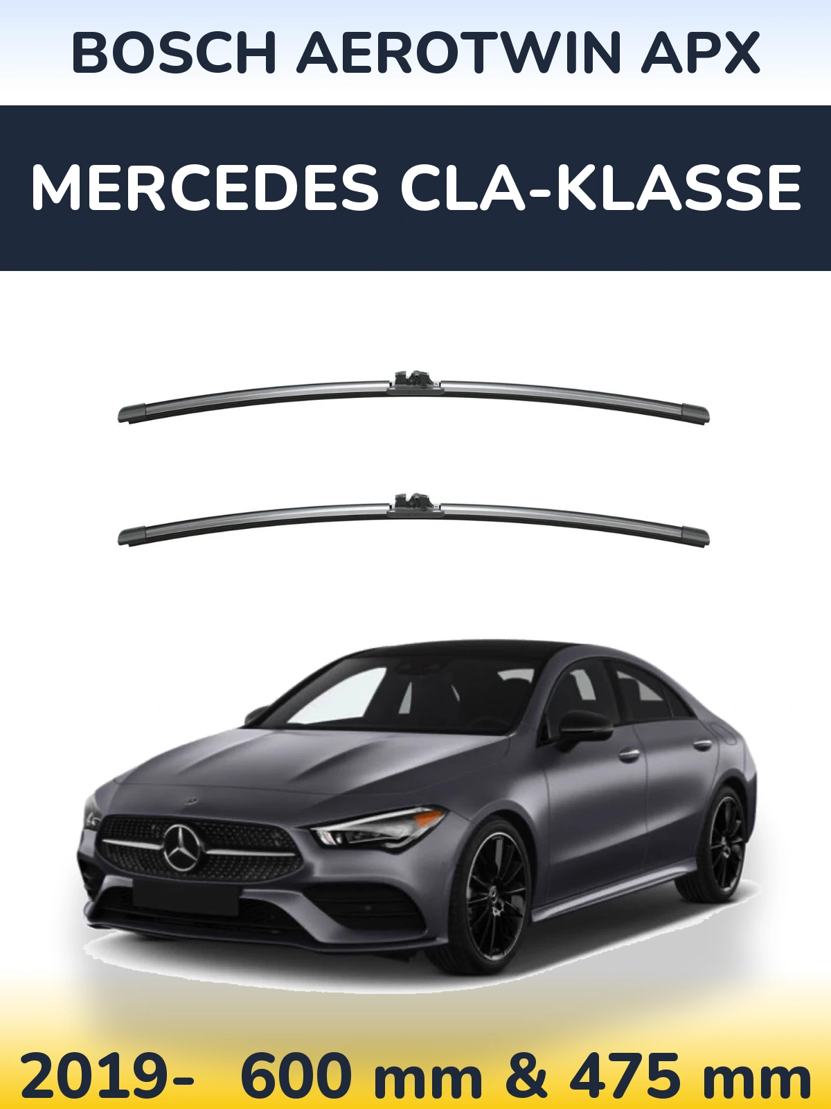 Комплект передних дворников BOSCH AeroTwin APX 600 & 475 мм для Mercedes CLA-Klasse 2019-2026