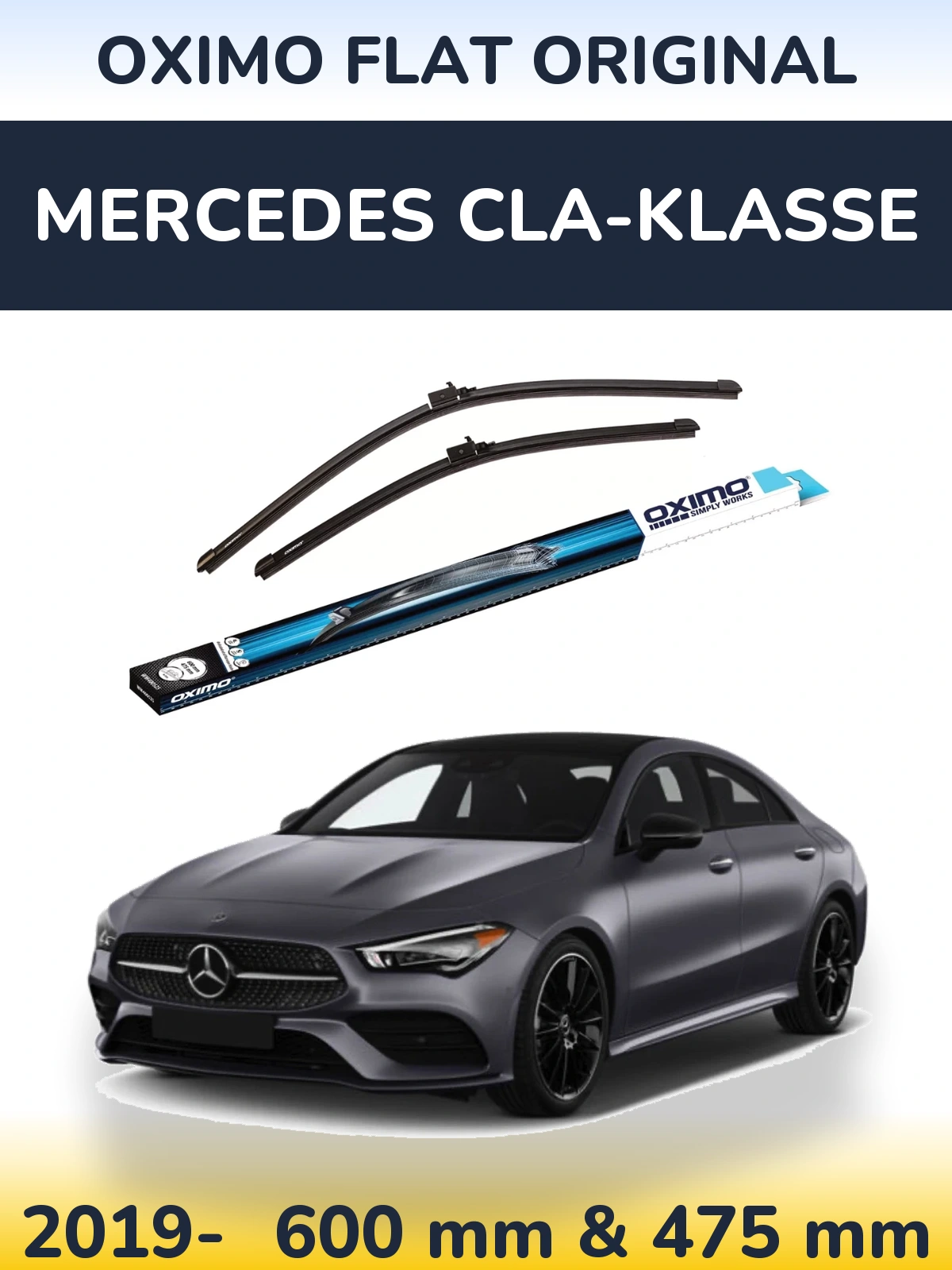 Комплект передних дворников Oximo Flat Original 600 & 475 мм для Mercedes CLA-Klasse 2019-2026