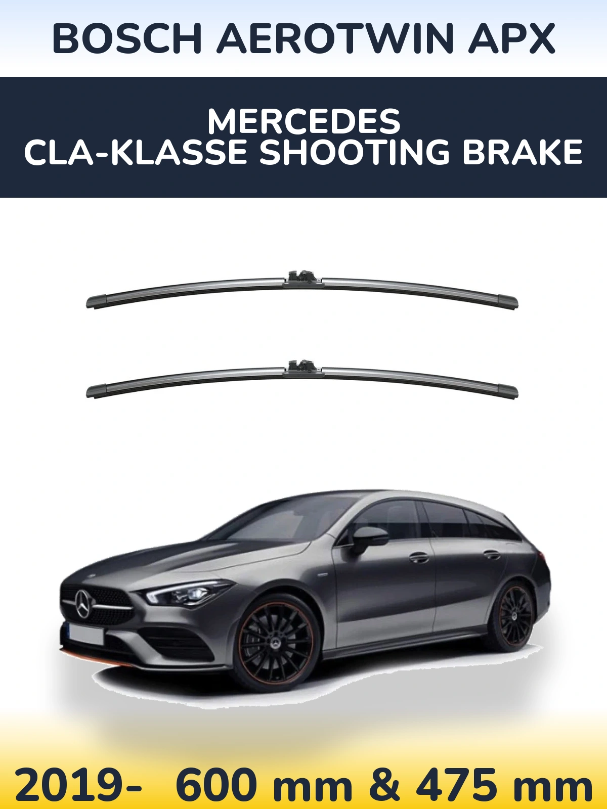 Komplet przednich wycieraczek BOSCH AeroTwin APX 600 & 475 mm do Mercedes CLA-Klasse Shooting Brake 2019-2026