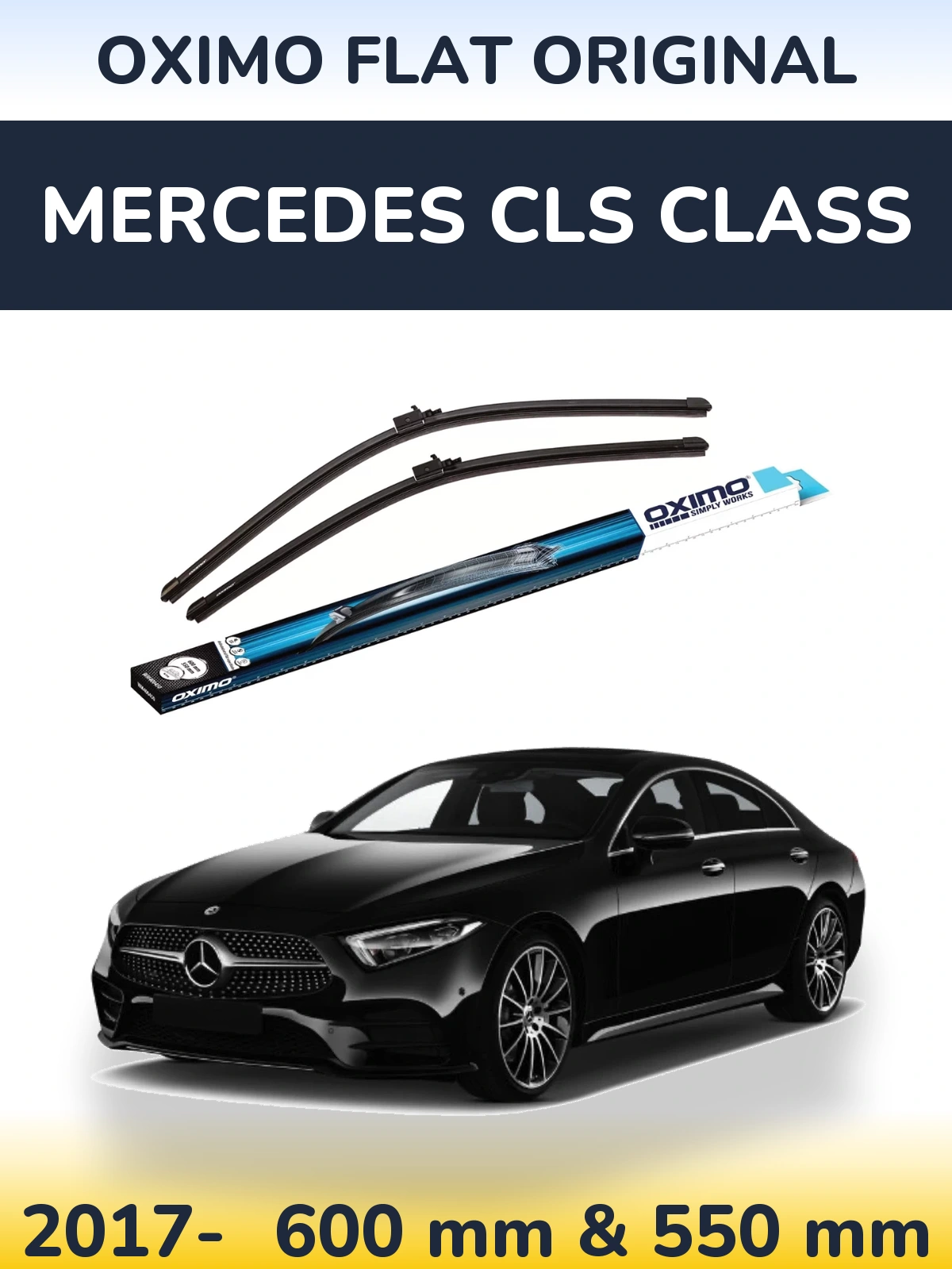 Комплект передніх щіток Oximo Flat Original 600 & 550 мм для Mercedes CLS Class 2017-2026