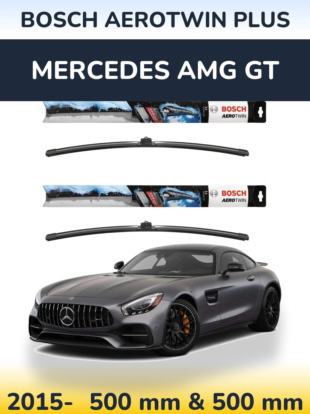 Komplet przednich wycieraczek BOSCH AeroTwin Plus 500 & 500 mm do Mercedes AMG GT 2015-2026