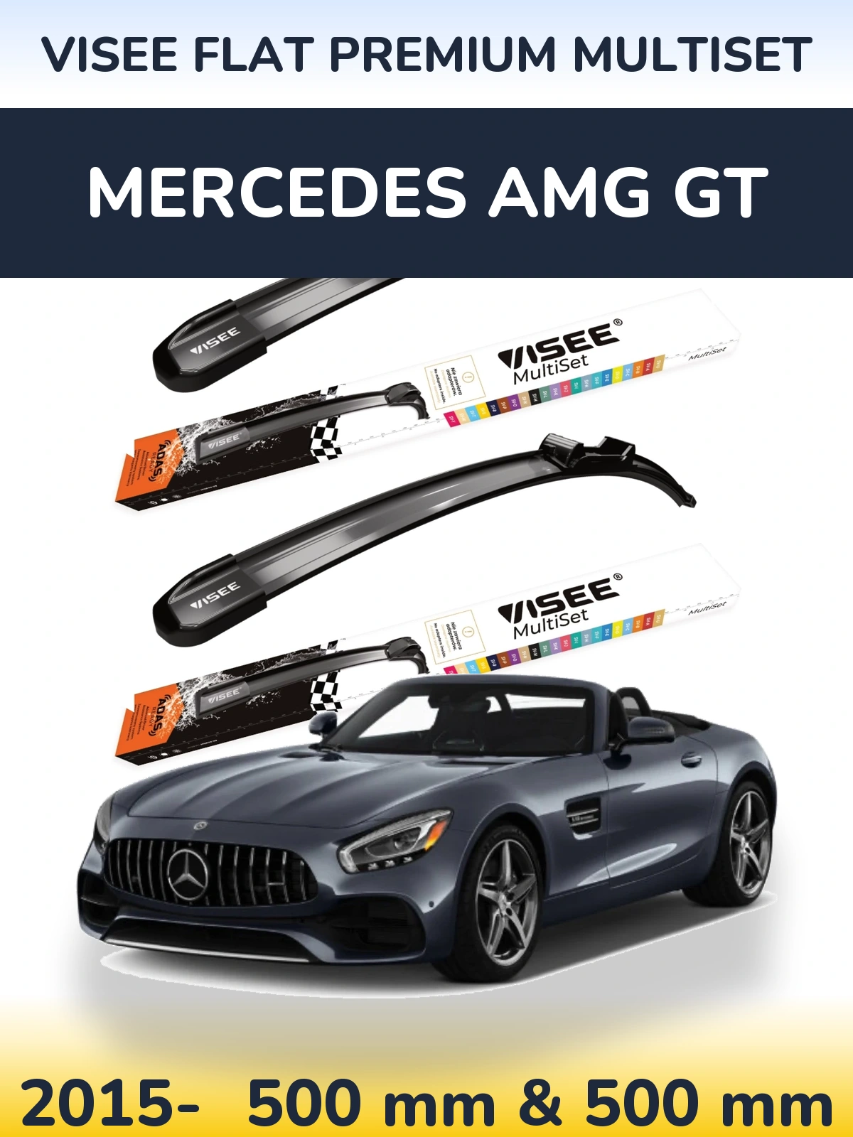 Komplet przednich wycieraczek VISEE FLAT PREMIUM MultiSet 500 & 500 mm do Mercedes AMG GT 2015-2026