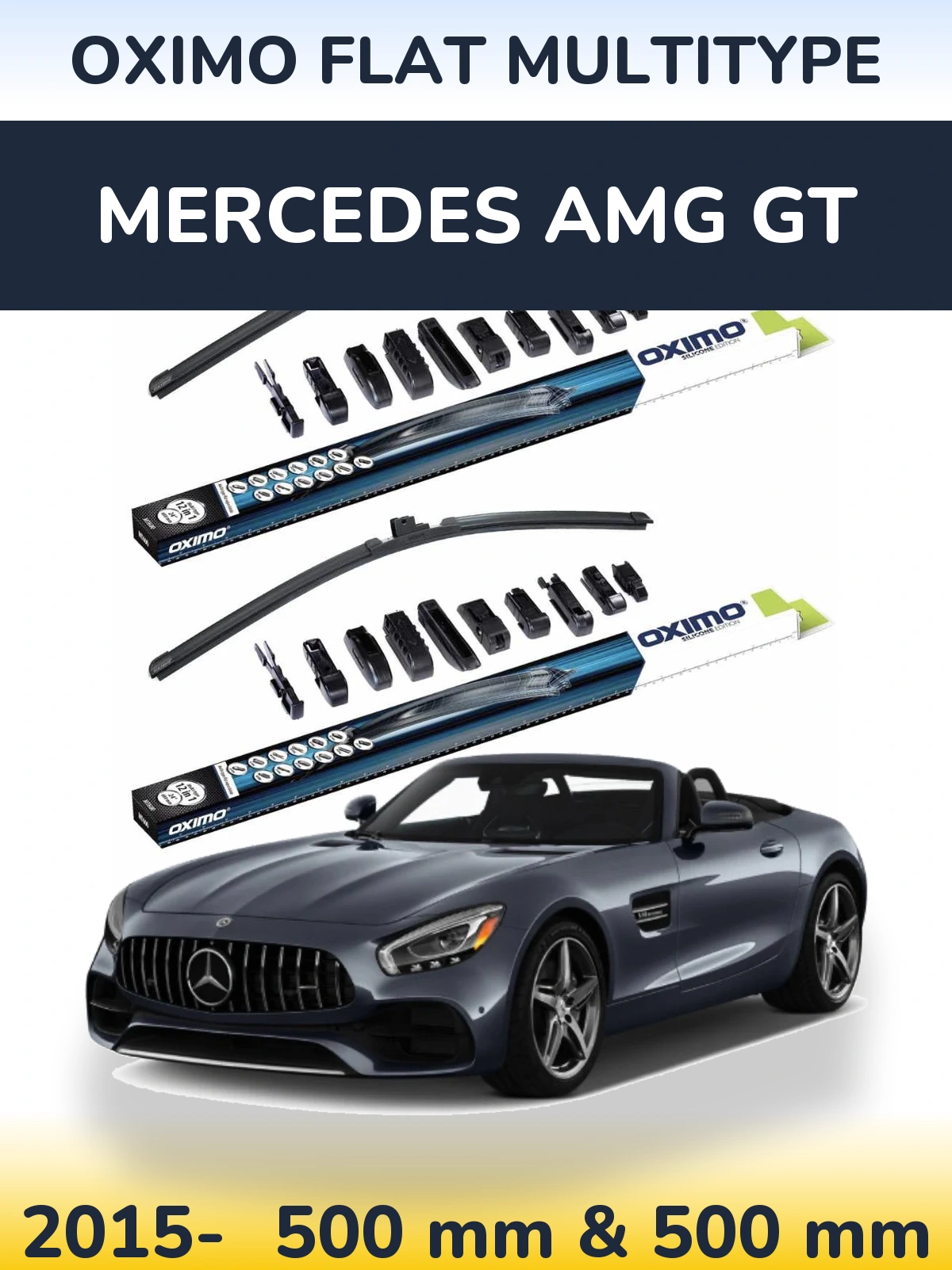 Комплект передних дворников Oximo Flat MultiТипe 500 & 500 мм для Mercedes AMG GT 2015-2026