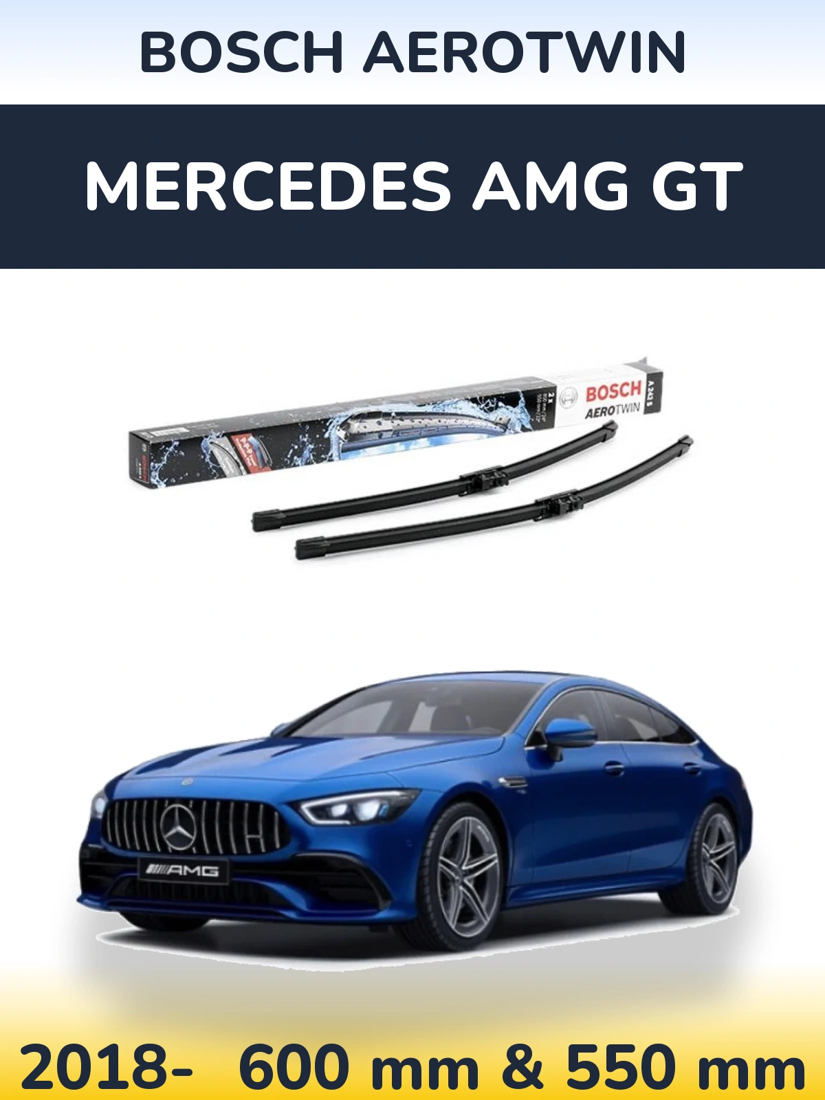 Комплект передніх щіток BOSCH AeroTwin 600 & 550 мм для Mercedes AMG GT 2018-2026